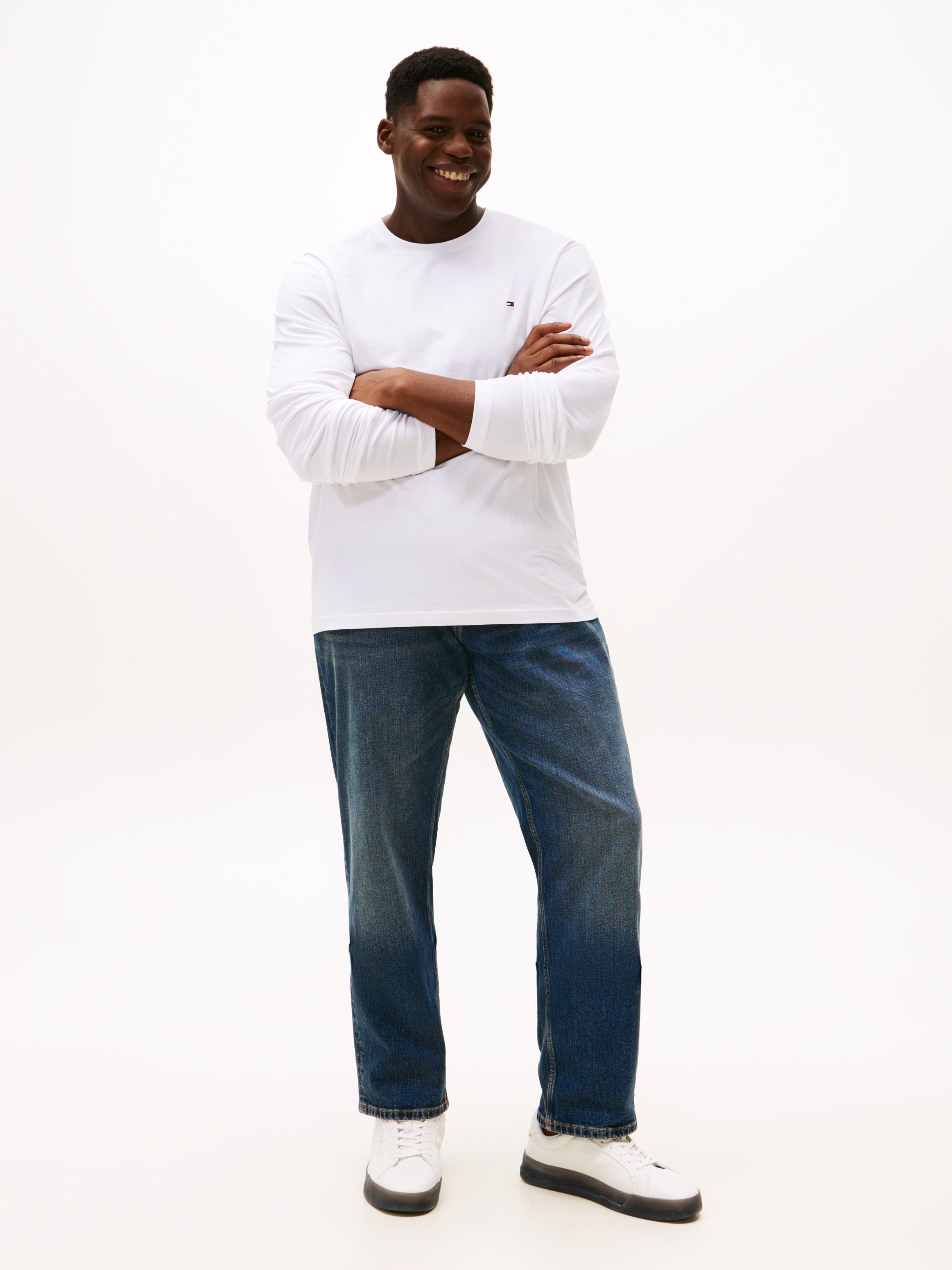Tommy Hilfiger Big & Tall Longsleeve »BT-STRETCH SLIM FIT TEE-B mit Rundhals und Logo« unifarben, casual, slim fit, Baumwollmix, Rundhals, grosse Grössen