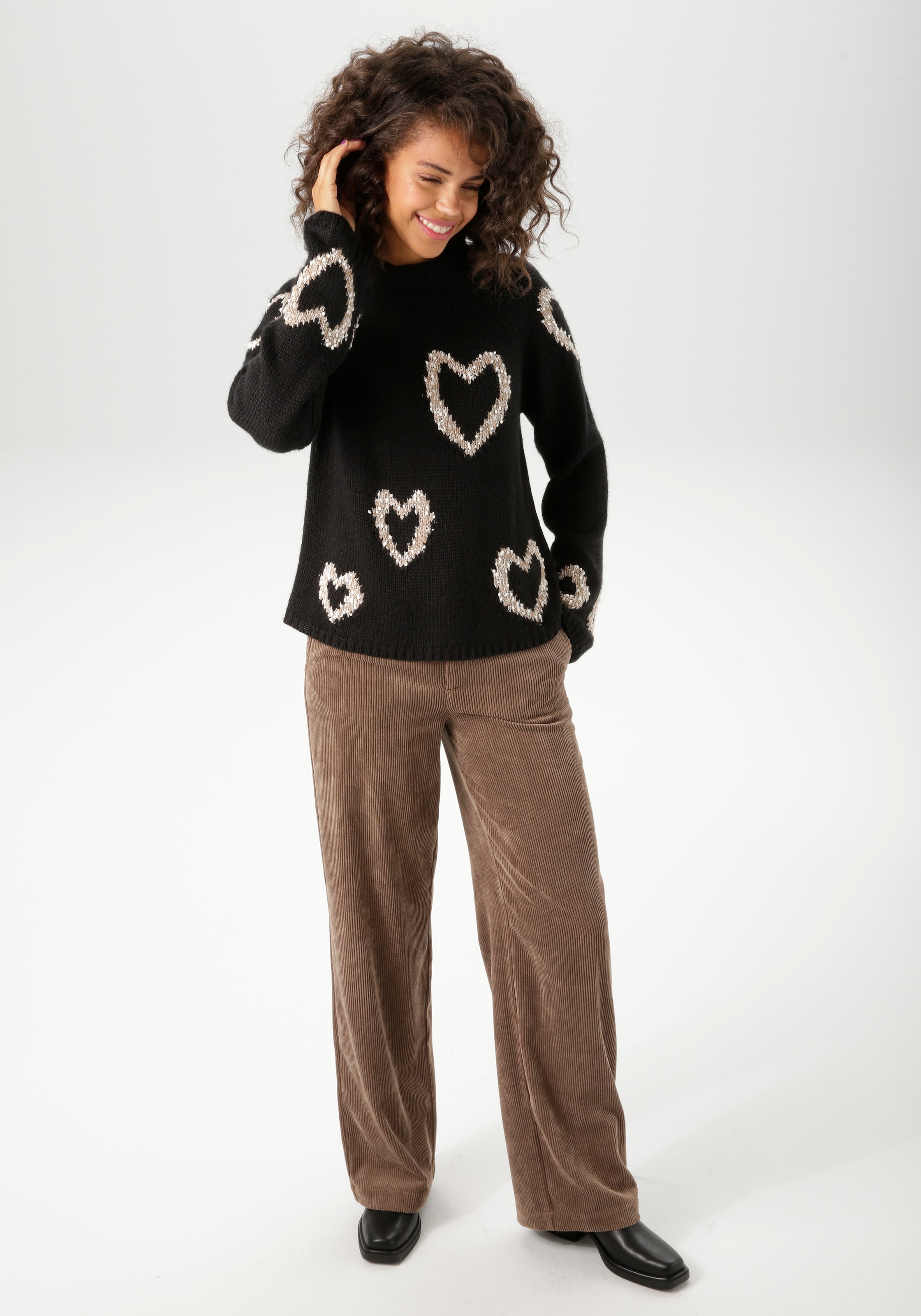 Aniston CASUAL Strickpullover mit eingestrickten Herzen - NEUE KOLLEKTION