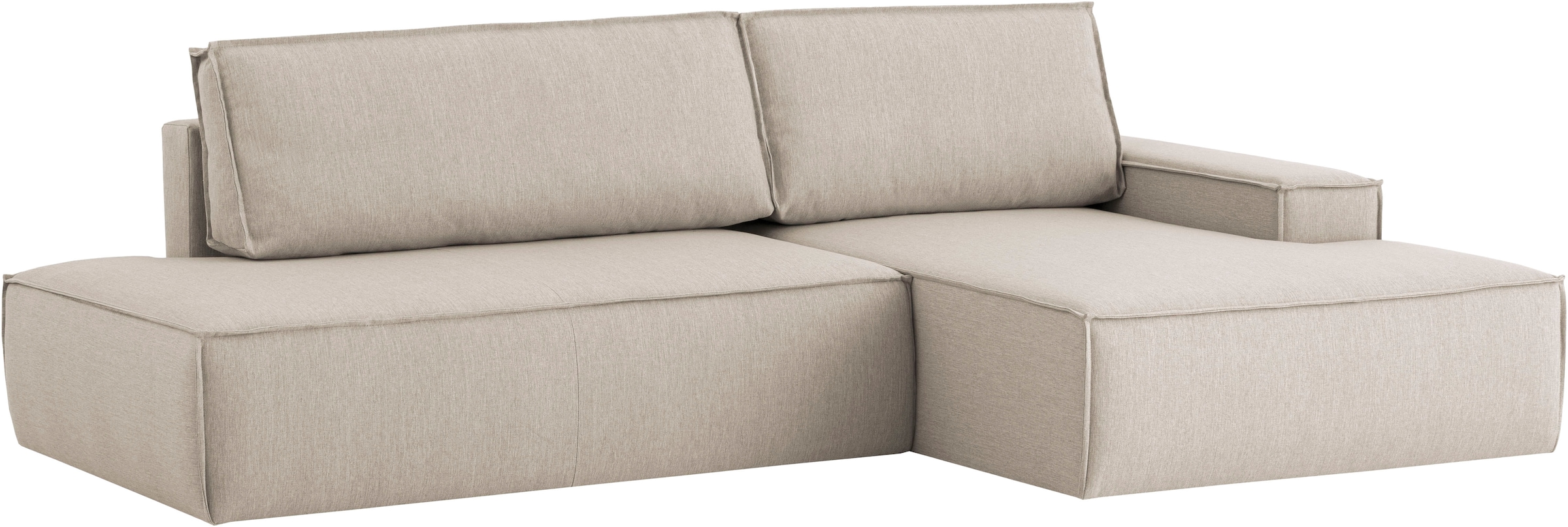 Home affaire Ecksofa »SHERWOOD,  Schlafsofa in L-Form offen (275cm), Cord, Leinenoptik« Schlaffunktion und Bettkasten, Kedernaht, hoher Sitz- & Liegekomfort,