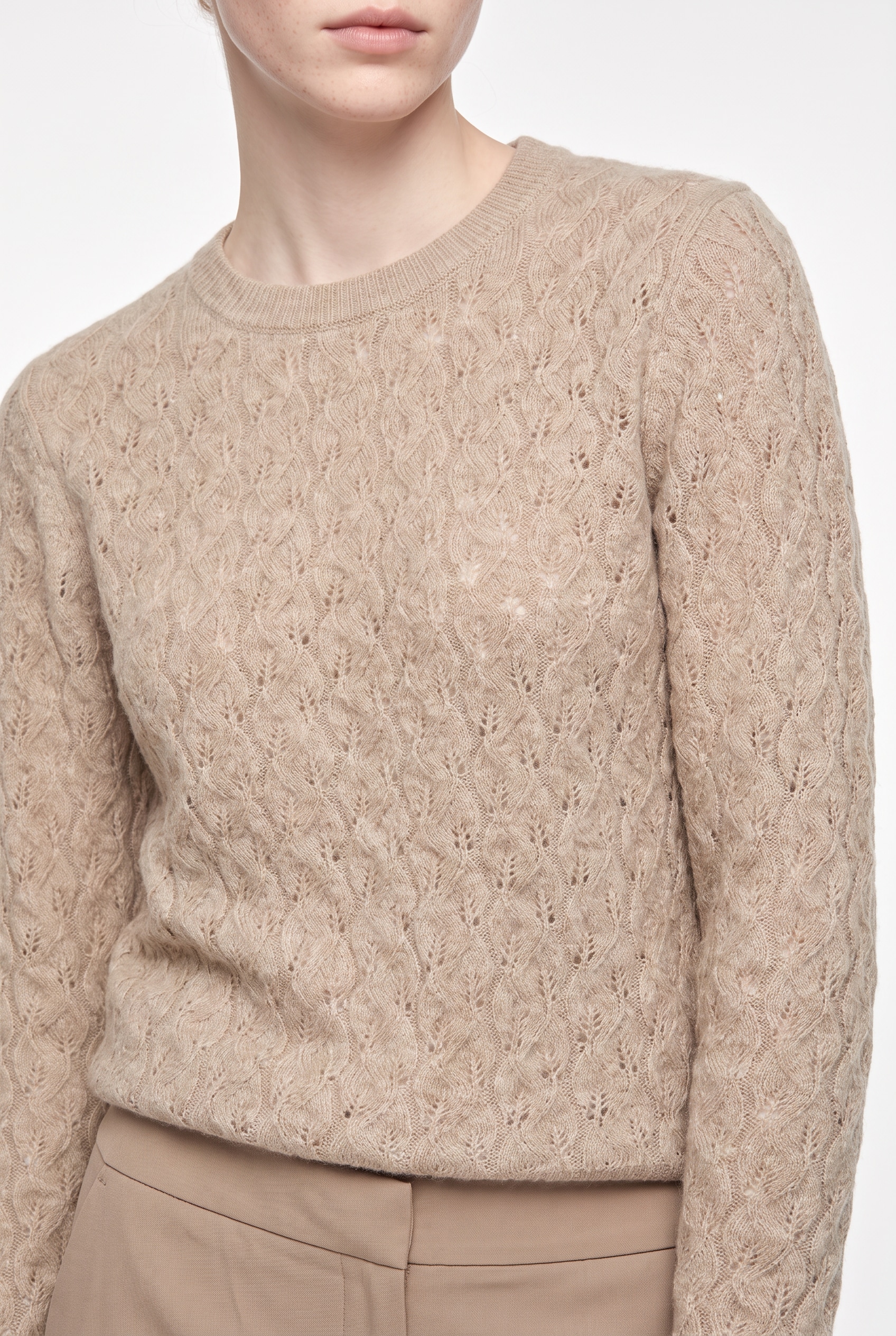 pieces Pull à col rond »PCLELOU LS O-NECK KNIT  NOOS BC« mélange de matériaux