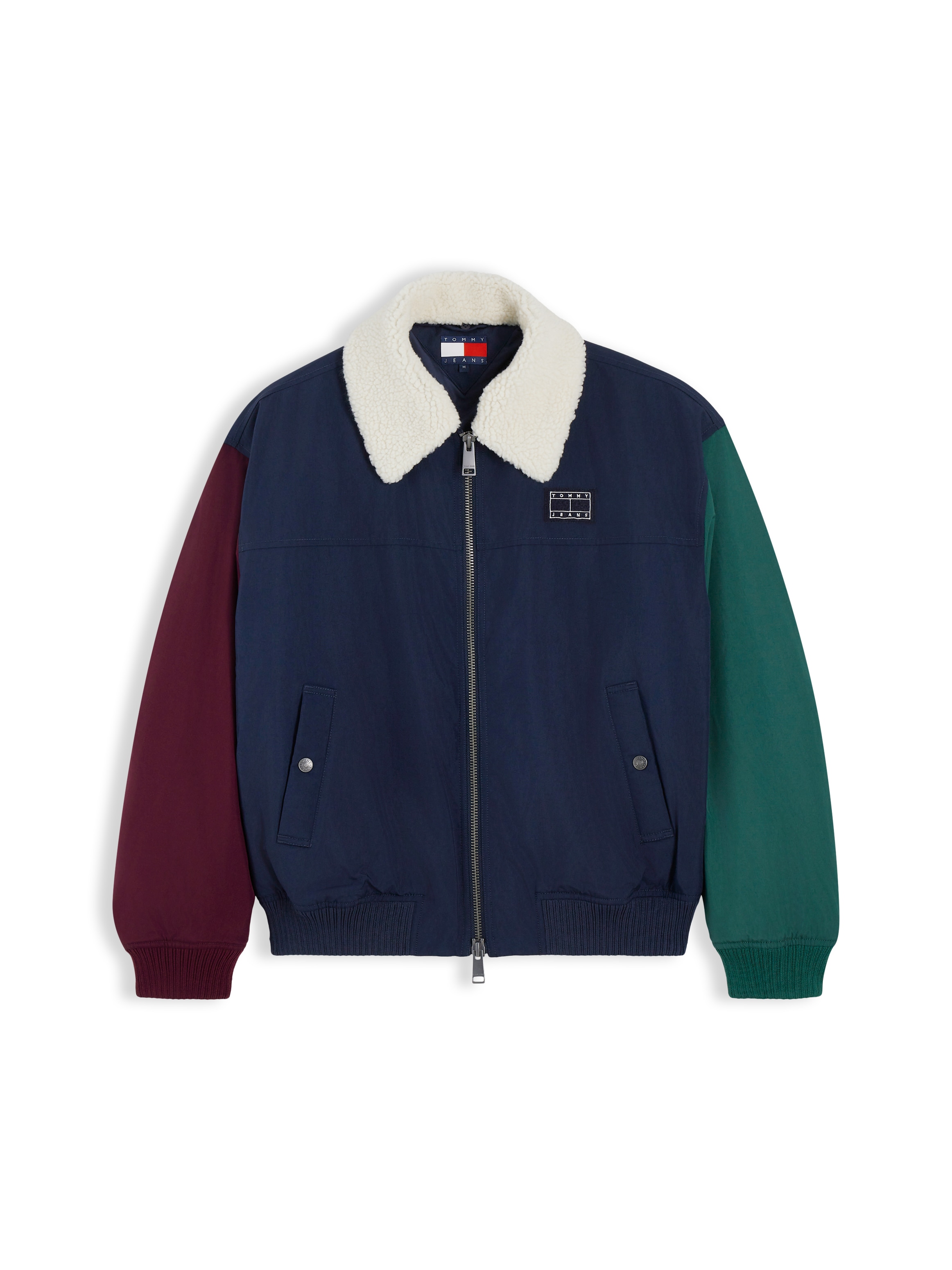 Tommy Jeans Pilotenjacke »TJM FLAG AVIATOR« im Colorblock-Design, Teddyfleecekragen