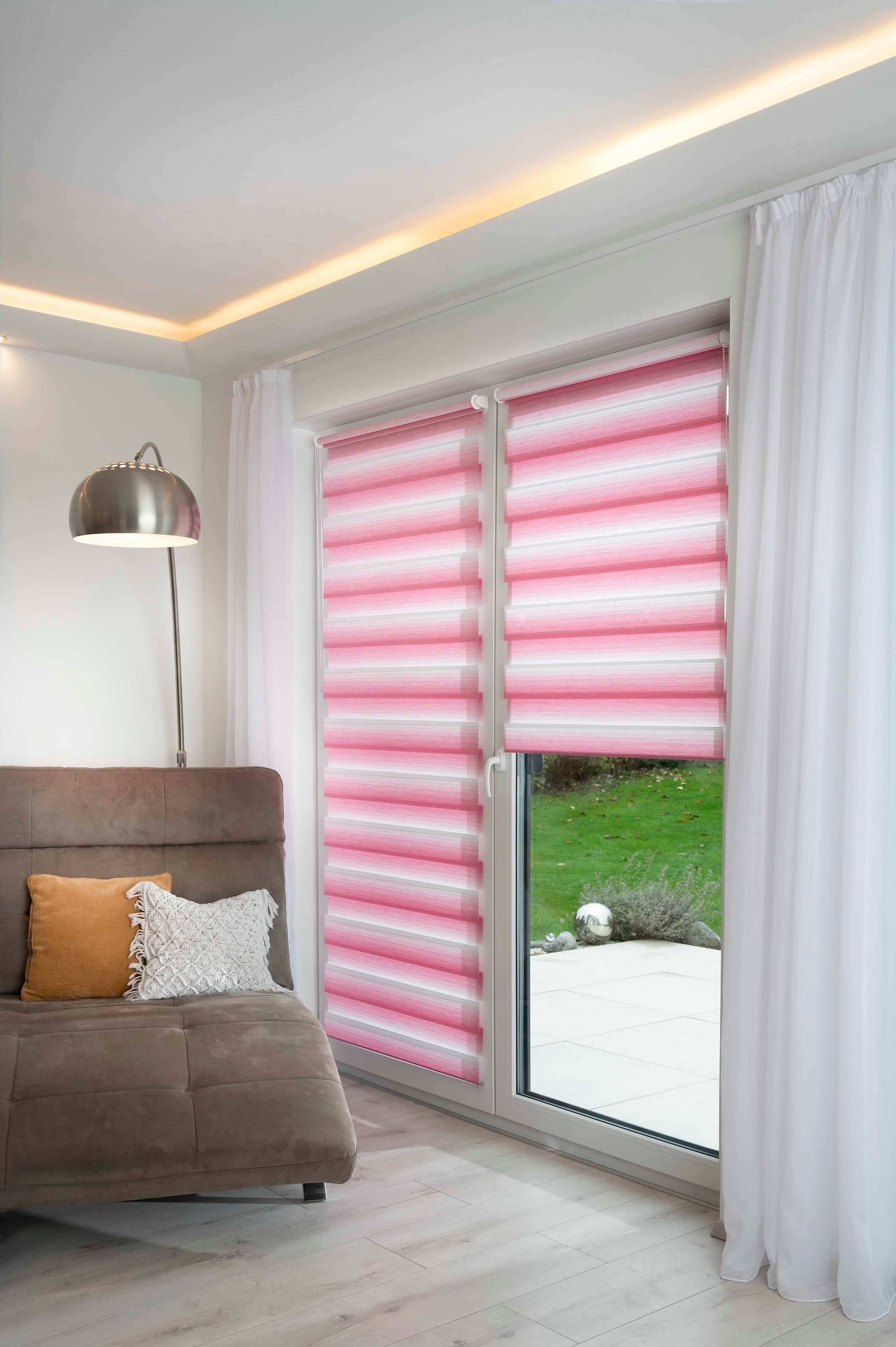 K-HOME Doppelrollo »mit schönen Farbverlauf« Lichtschutz ohne Bohren freihängend