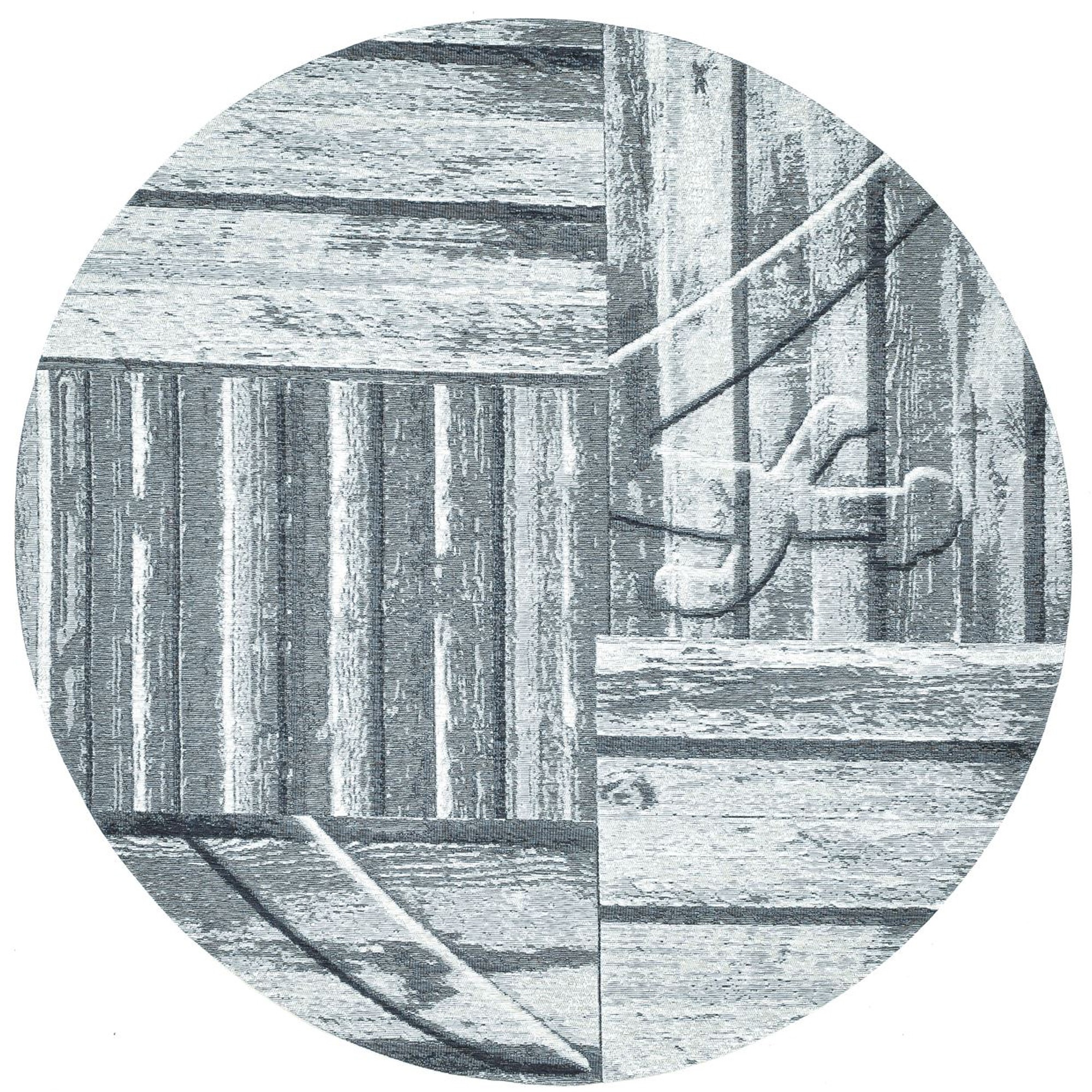 Sansibar Teppich »Keitum 010« rund 3 mm Höhe Flachgewebe, modernes Holz Design, Motiv, gekreuzte Säbel