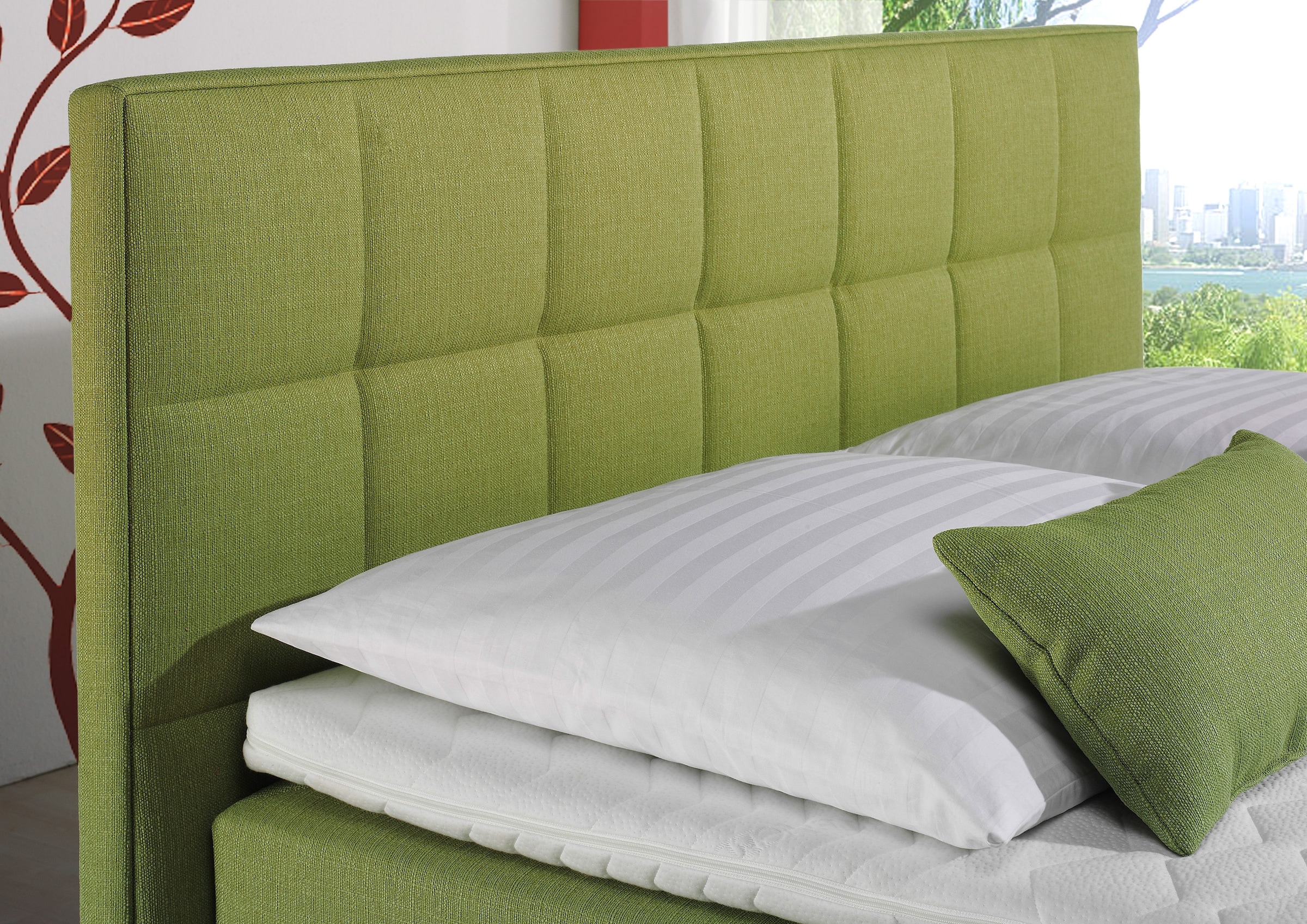 INOSIGN Boxspringbett »Neon« in 3 Matratzenarten, feine Steppung im Kopfteil, 2 Härtegrade