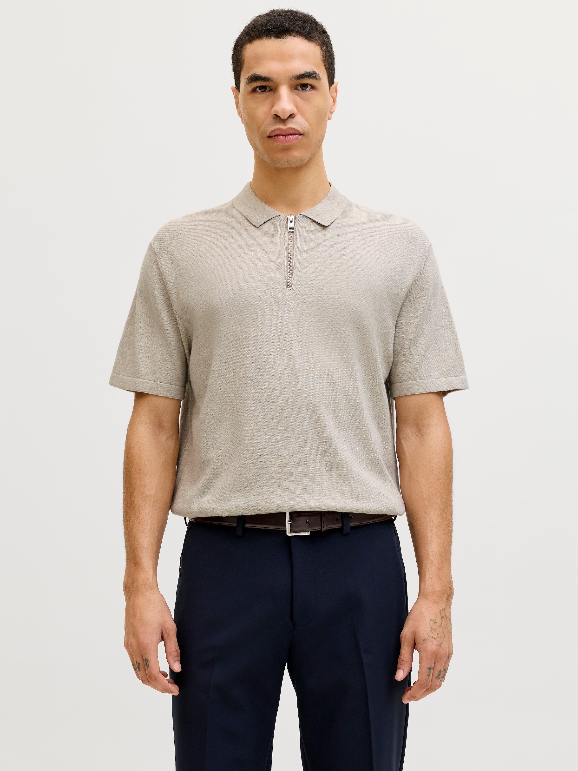 Jack & Jones Kurzarmpullover »JJEEMIL KNIT ZIP POLO SS SN« mit kurzem Reissverschluss