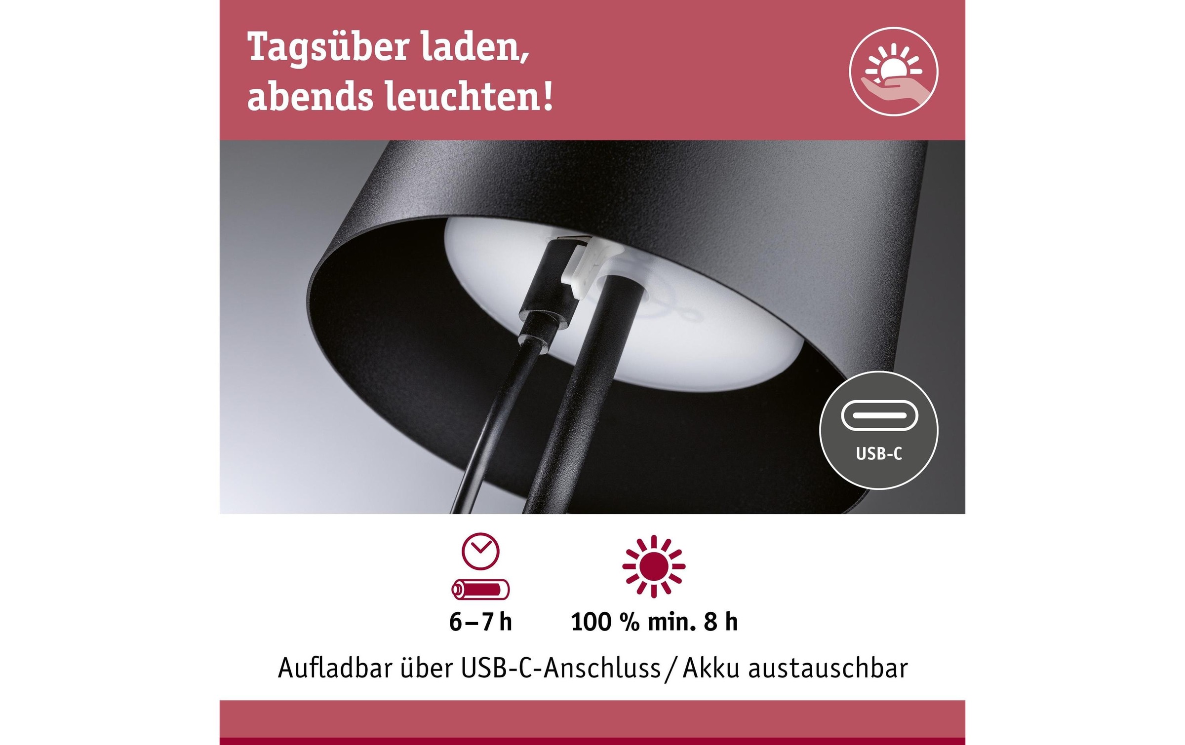 Paulmann LED Aussen-Tischleuchte »Akkuleuchte Gilo IP44 dimmbar« 1 Stk. Warmweiss