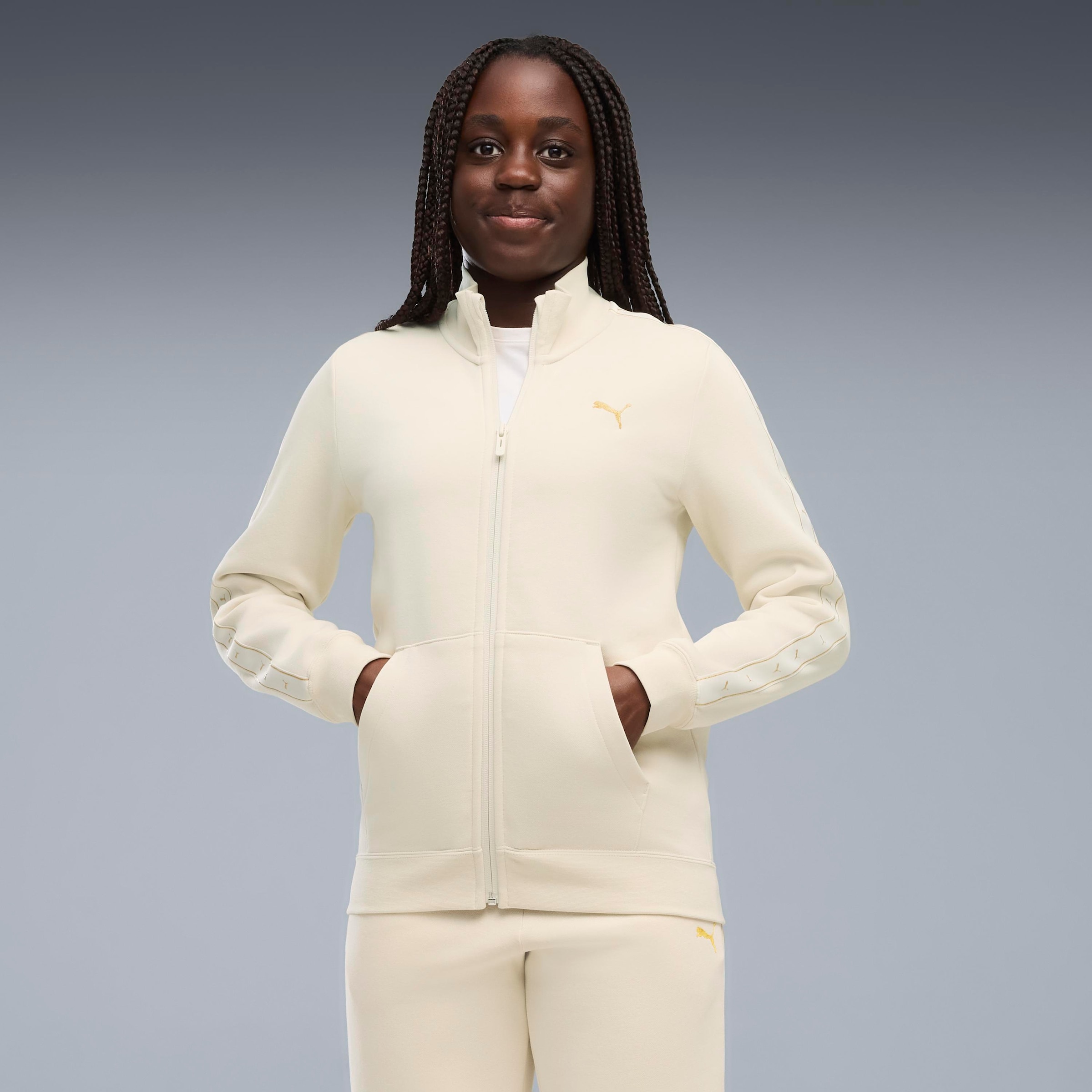 PUMA Combinaison d'entraînement »ESS TAPE FULL-ZIP SWEAT SUIT FL G« 2 ensemble 2 pièces, avec fermeture éclair sur le haut, haut à manches longues