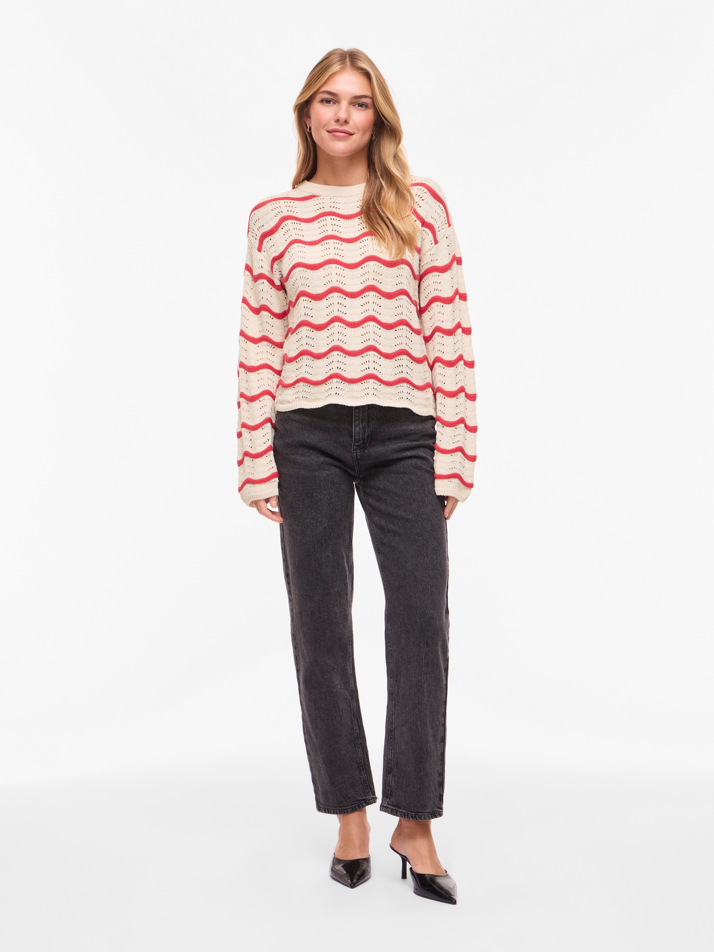 Vila Pull en tricot »VIWAVE O-NECK LS POINTELLE KNIT TOP-NOOS«