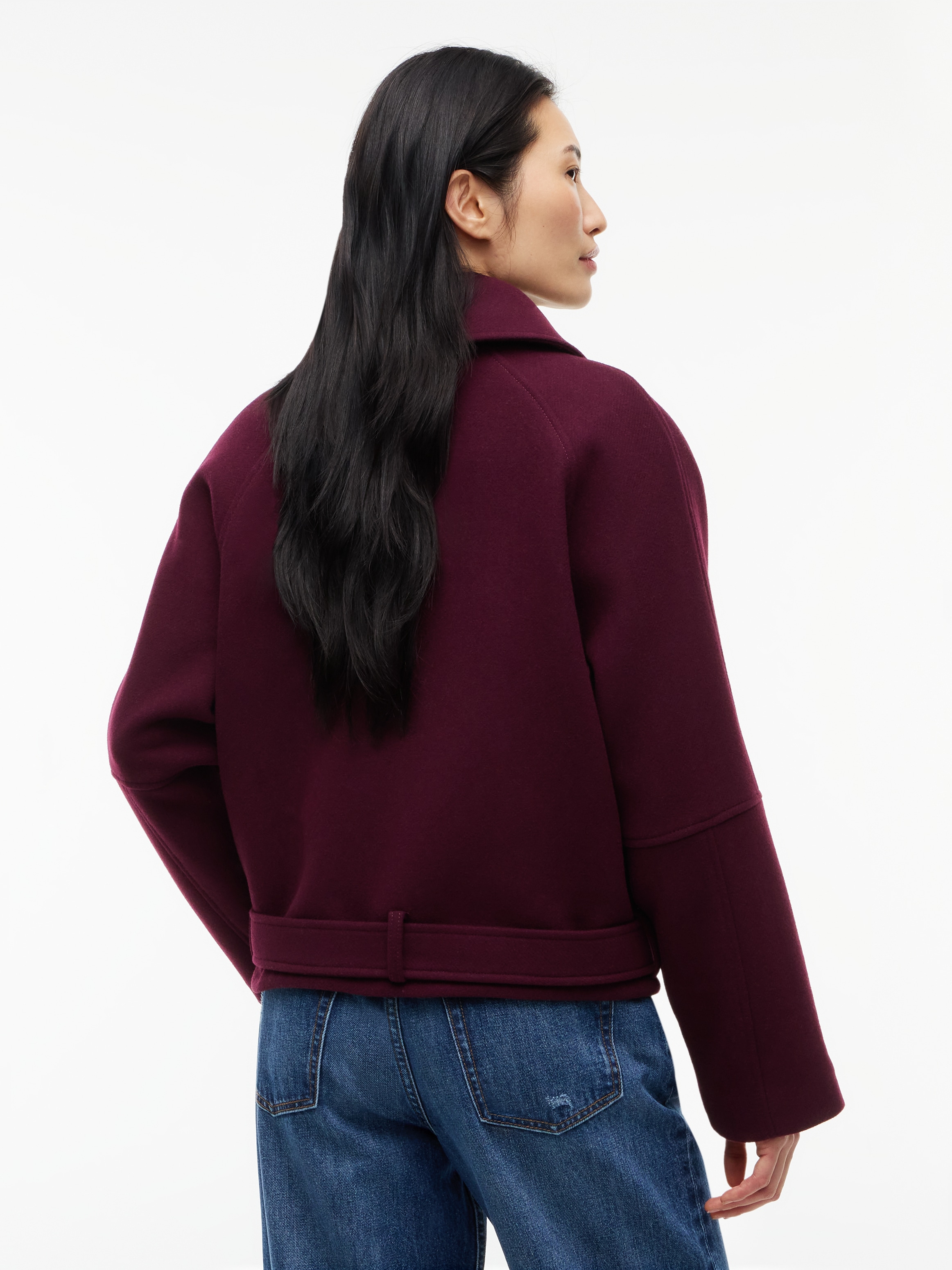Tommy Jeans Veste courte »TJW ZIP THRU WOOL JACKET« mélange de matériaux, avec laine
