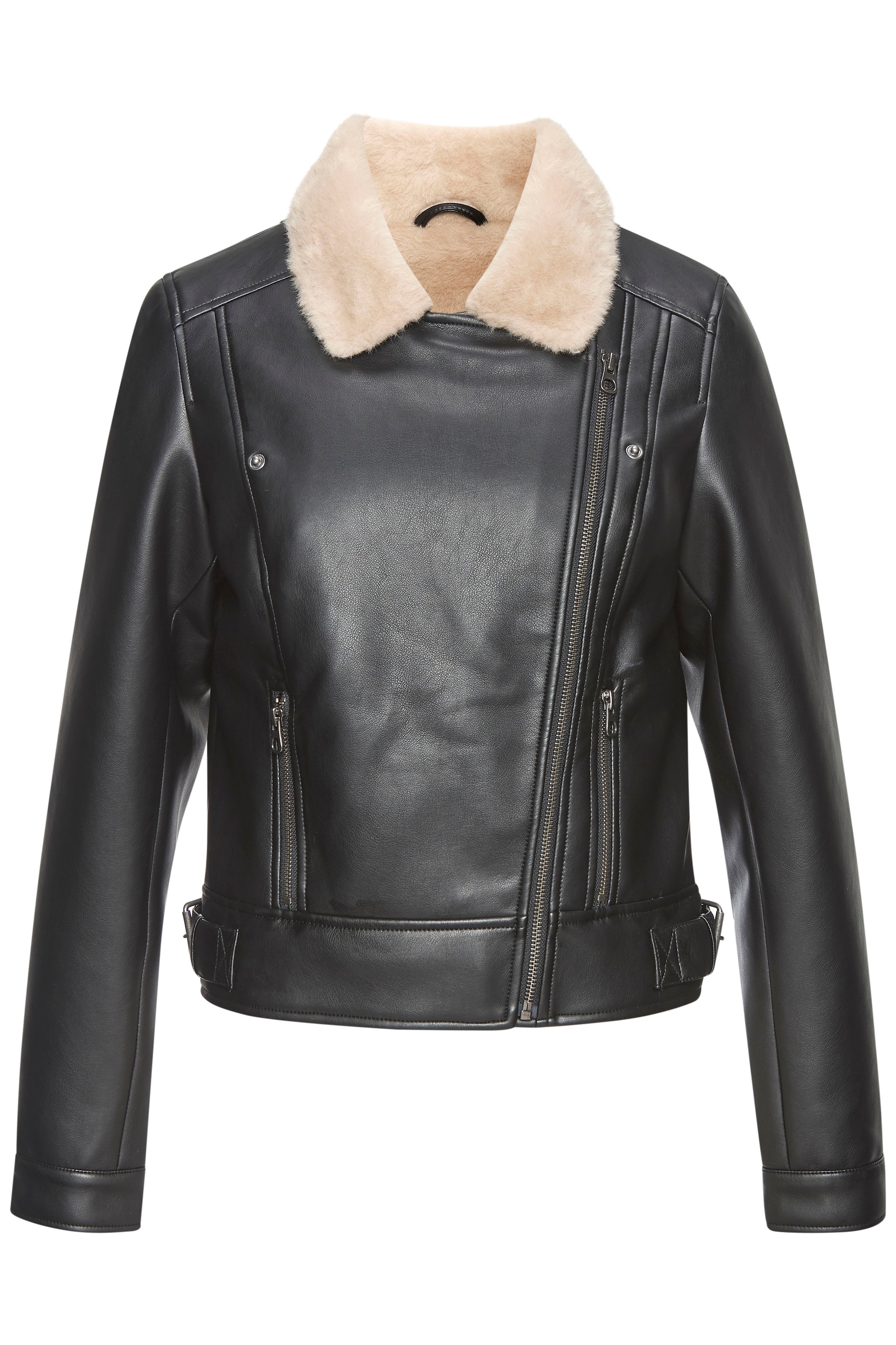 Buffalo Veste en imitation cuir avec imitation peau d'agneau, veste en shearling