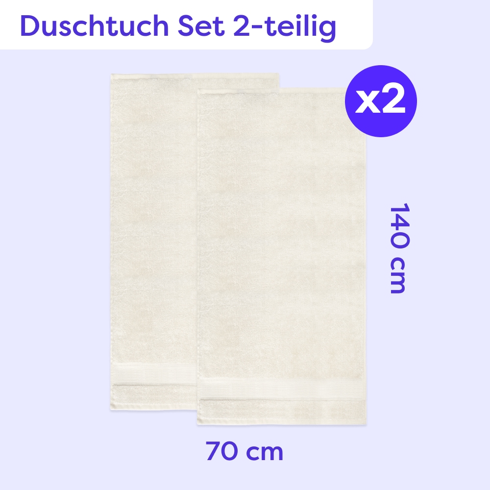 Wolkenfeld Duschtücher »Premium Low-Twist Baumwolle 550 g/m² – 2 grosse Duschtücher« 70×140 cm – weich, saugfähig und ideal für Bad & Wellness