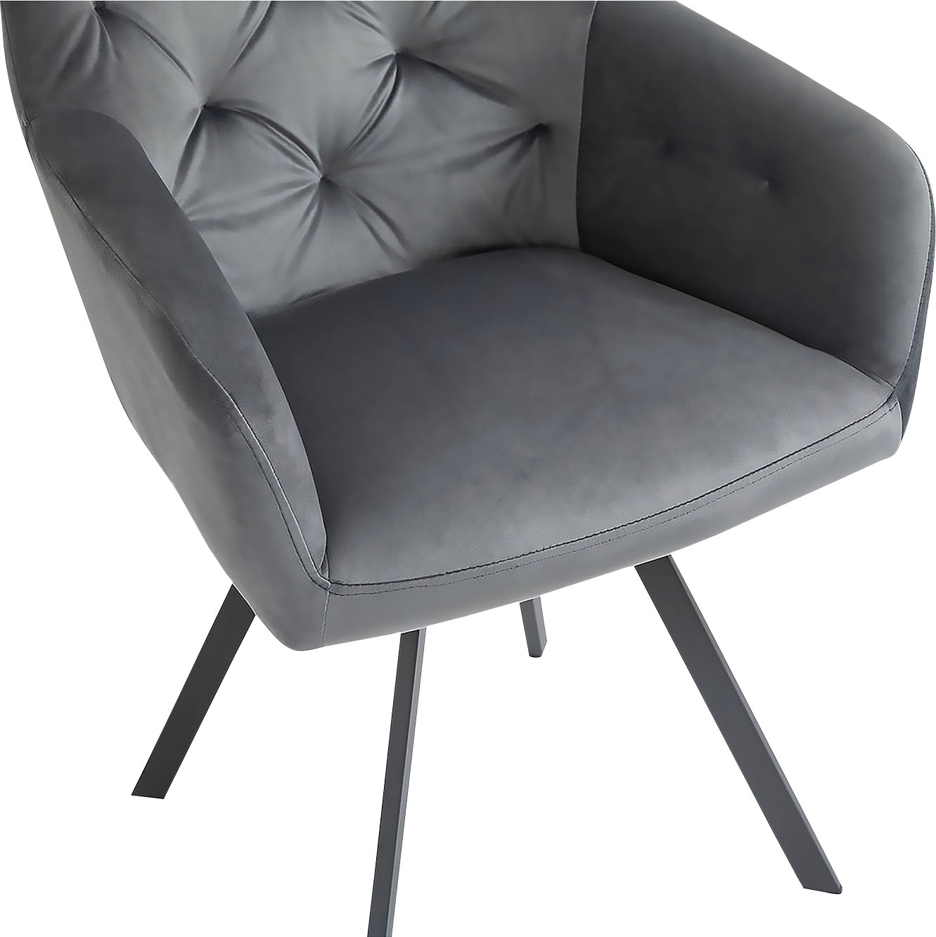 SalesFever Chaise de salle à manger »Toronto Stuhl - Stilvoller Armlehnstuhl mit Steppungen« () 1 cuisEsszimmersessel, 360° Drehplatte unter der Sitzfläche