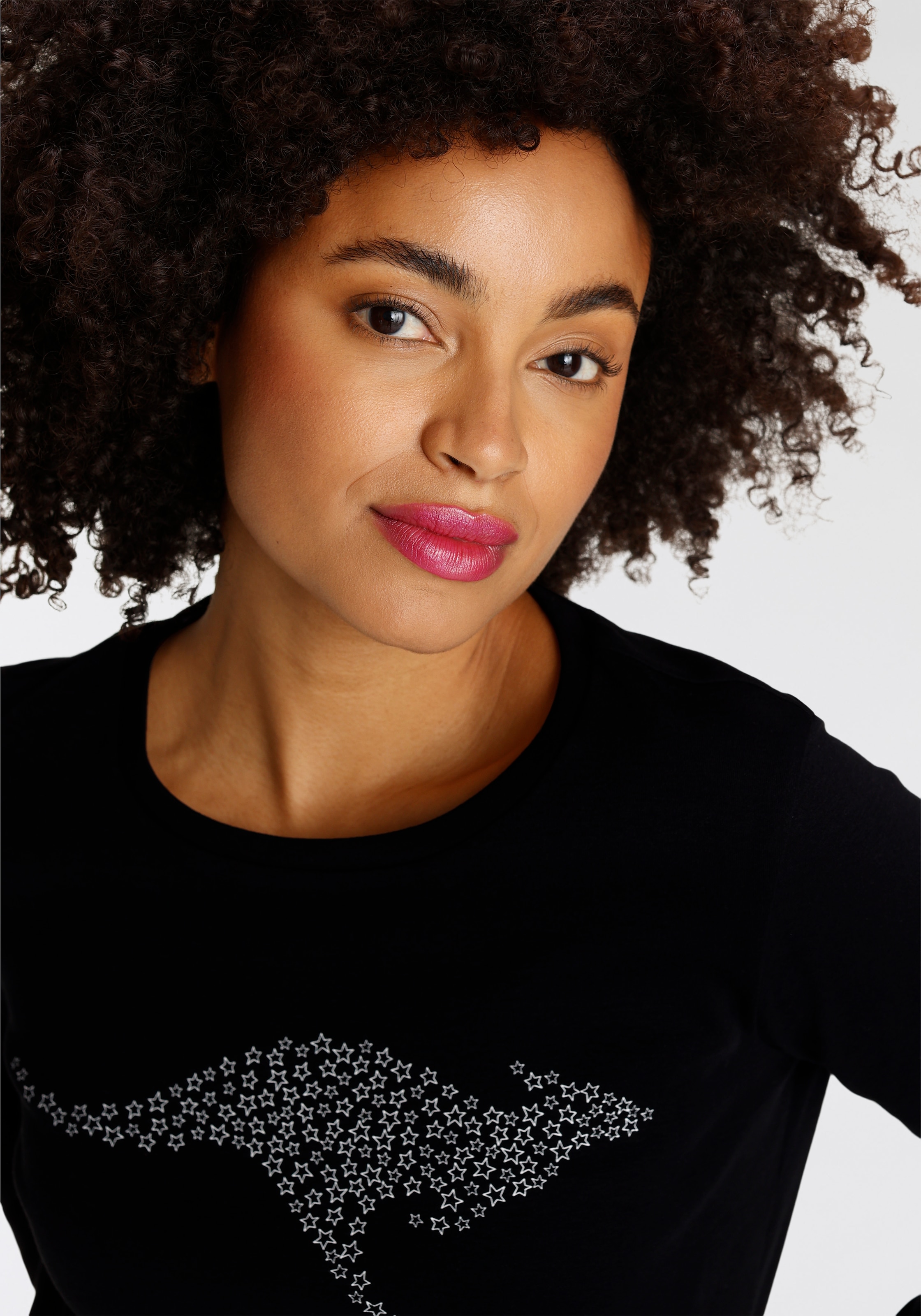 KangaROOS Sweatshirt Langarm,  figurumspielend,  unifarben,  mit Rundhalsausschnitt