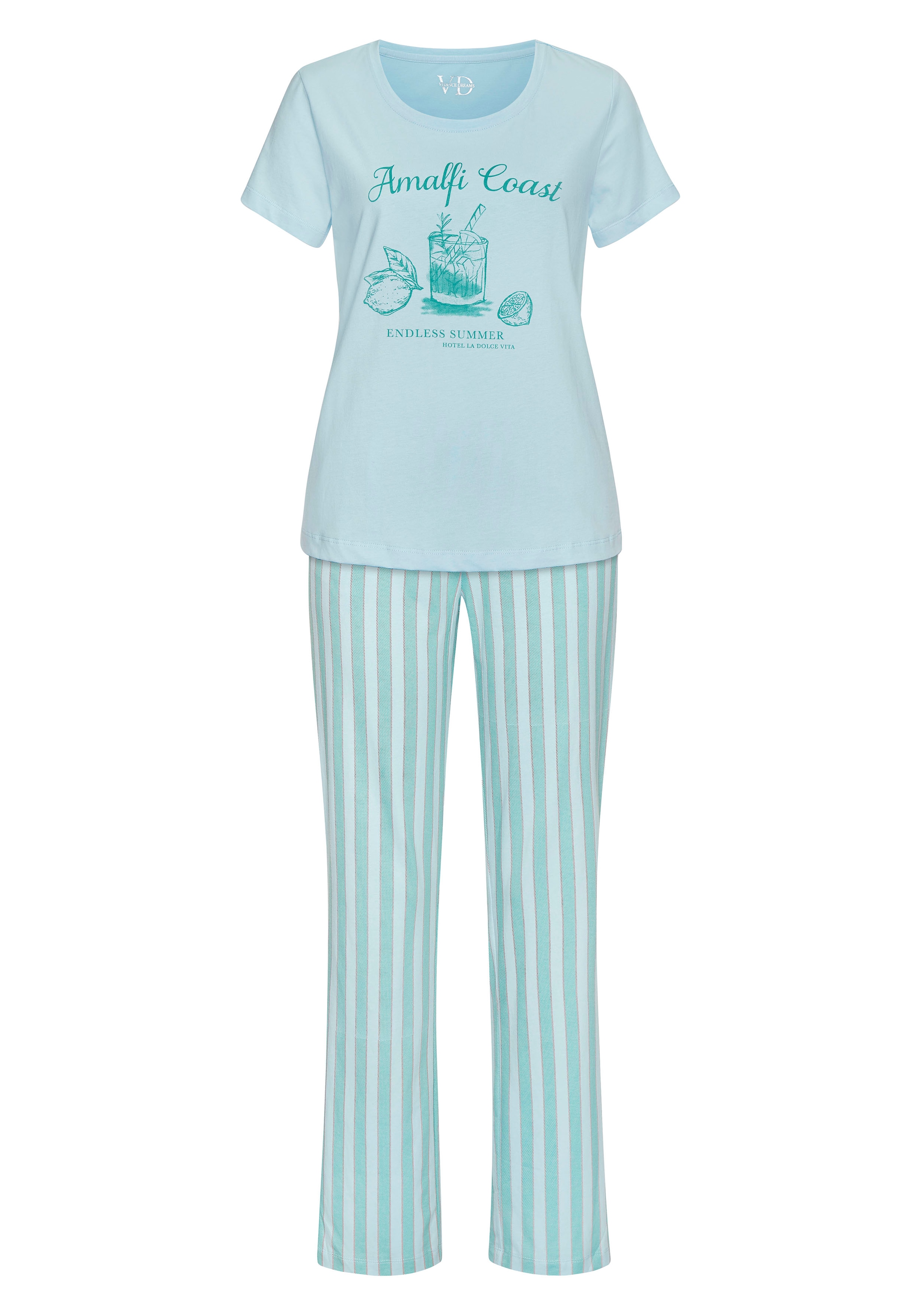 Vivance Dreams Pyjama Set, 2-teilig, 2 pièces Zartes Streifenmuster