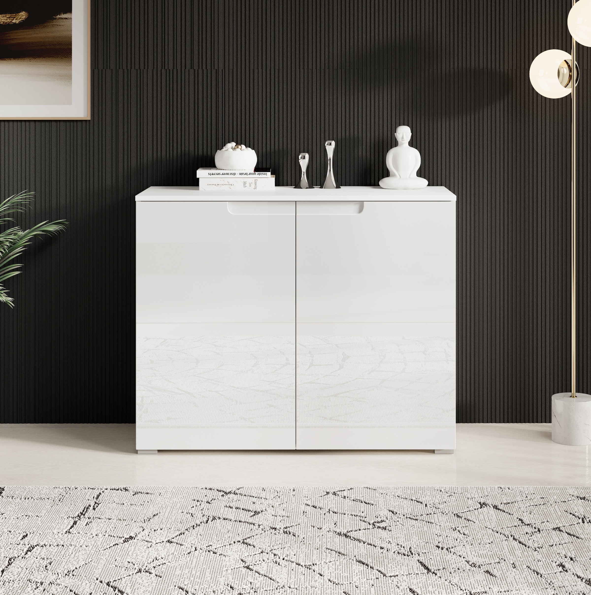 HBZ Kommode »Spice weiss hochglanz, BxHxT 100x80x40 cm« Kommode mit 2 Türen und 2 Einlegeböden