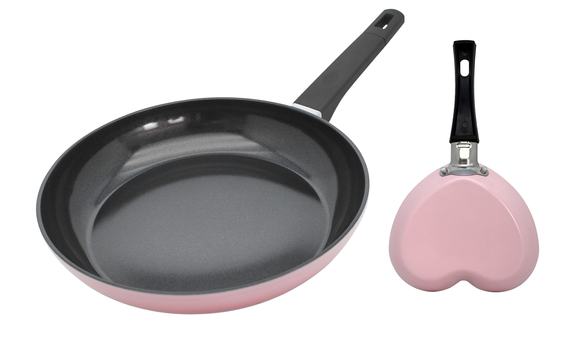 Elo Basic Poêle à frire »Basic Pfanne + Gratis Mini Herzpfanne« Aluminium Ensemble, 2 tlg. aussen rosé Silicon Polyester beschichtet
