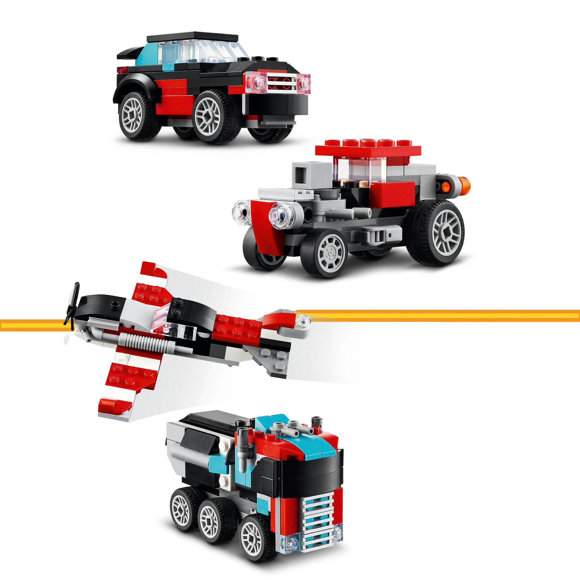 LEGO® Pions de construction »Tieflader mit Hubschrauber (31146), LEGO Creator 3in1« Made in Europe