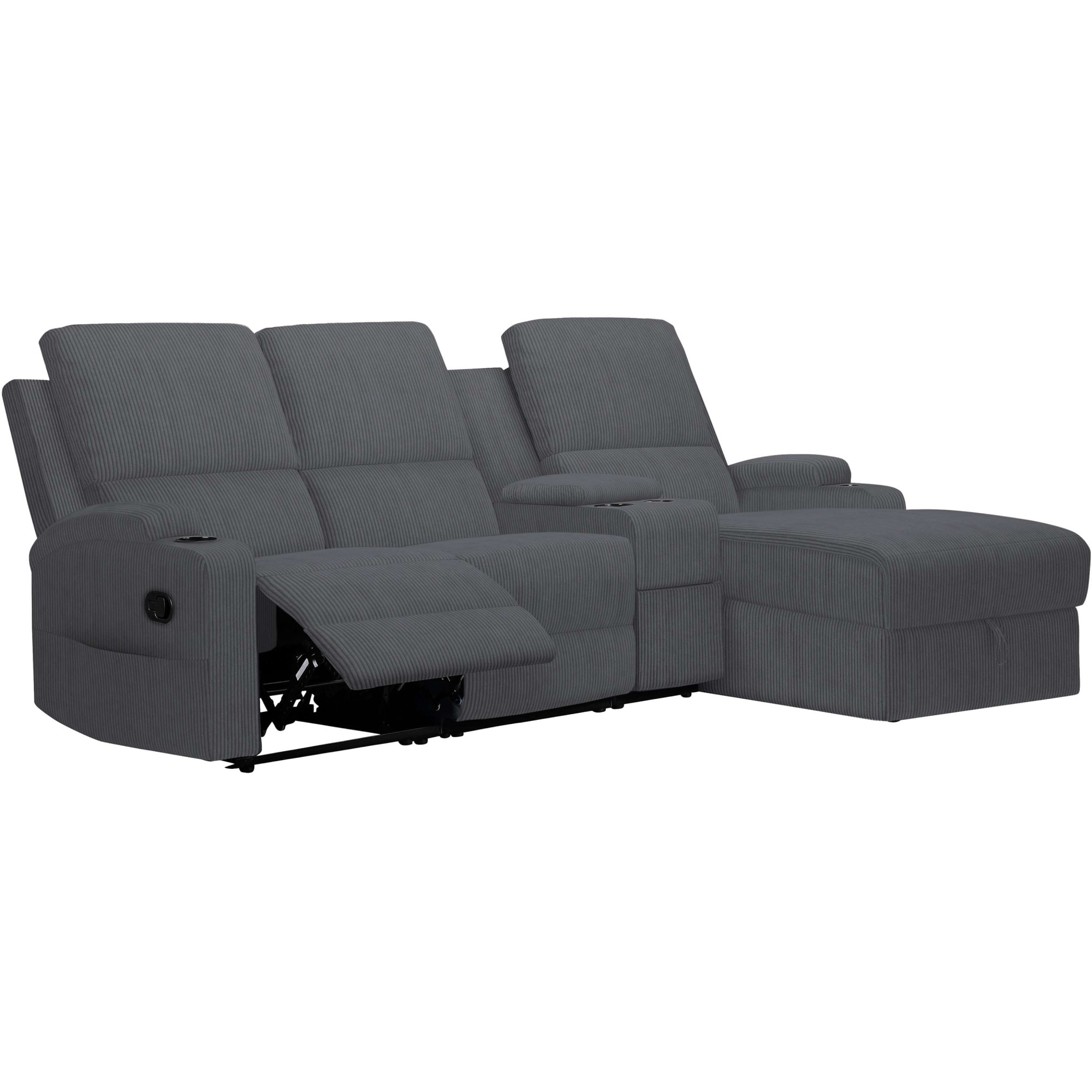 GOODproduct Ecksofa »NAPORI Multimediasofa, 3er Kinosessel XXL, L-Form, Cord« Kinosofa mit Relaxfunktion, Getränkehalter, Staufach und Staukasten