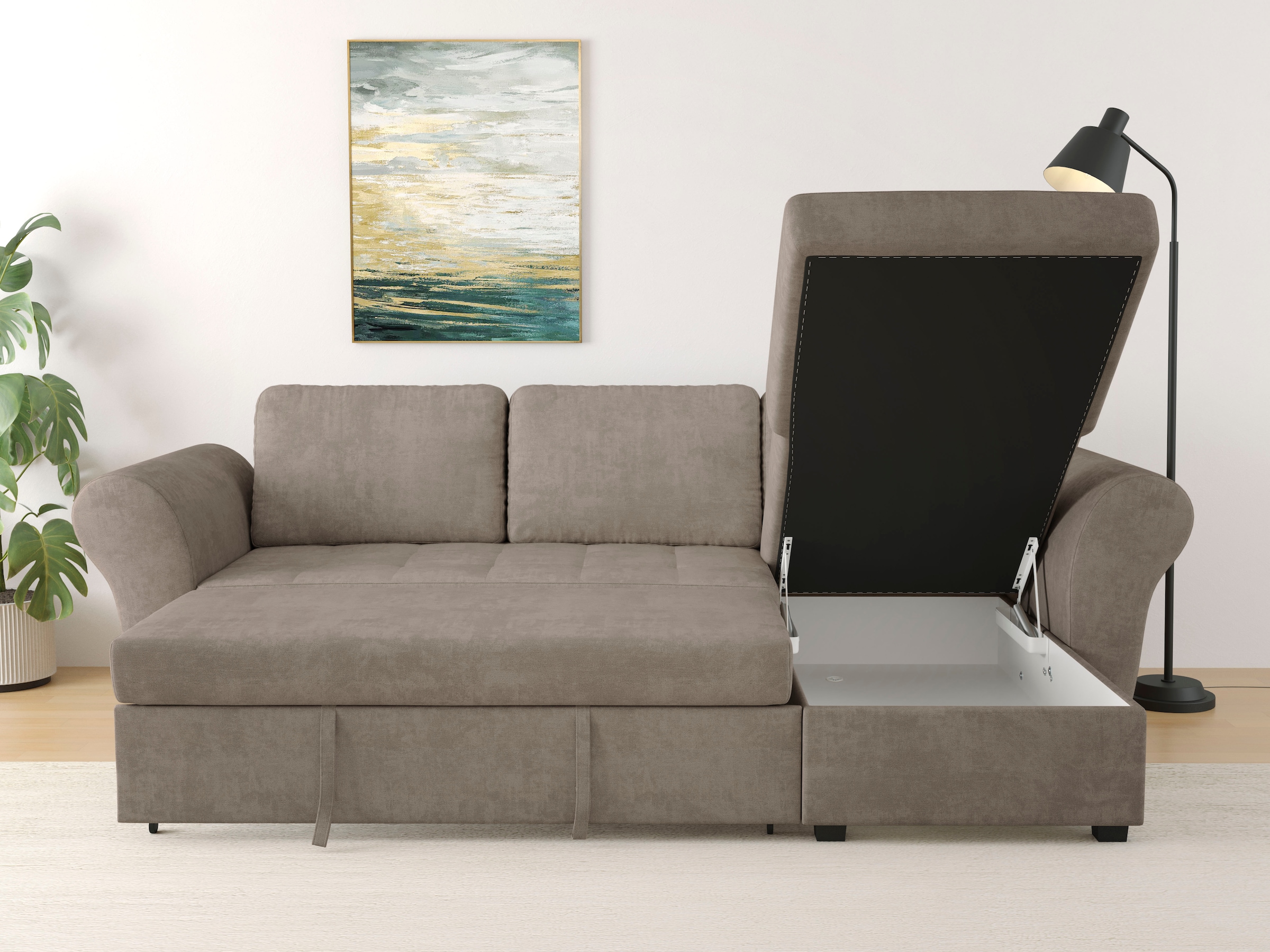 Trends by HG Canapé d'angle »Lasse L-Form, B: 259 cm« mit Bettfunktion & Bettkasten