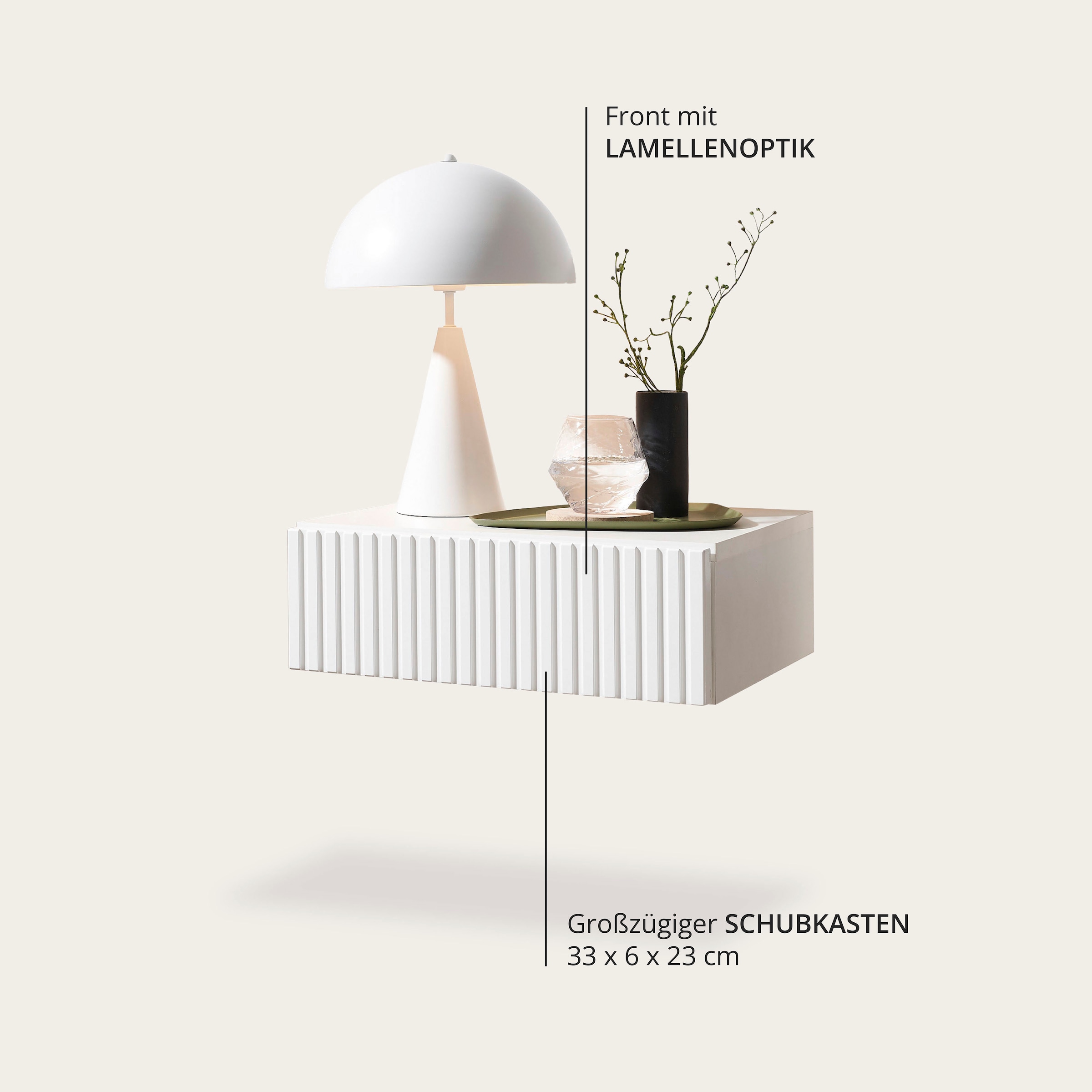 Schlafkontor Nachtkommode »Taboni Nachttisch, Nachtkonsole mit Push-to-open« Wandmontage