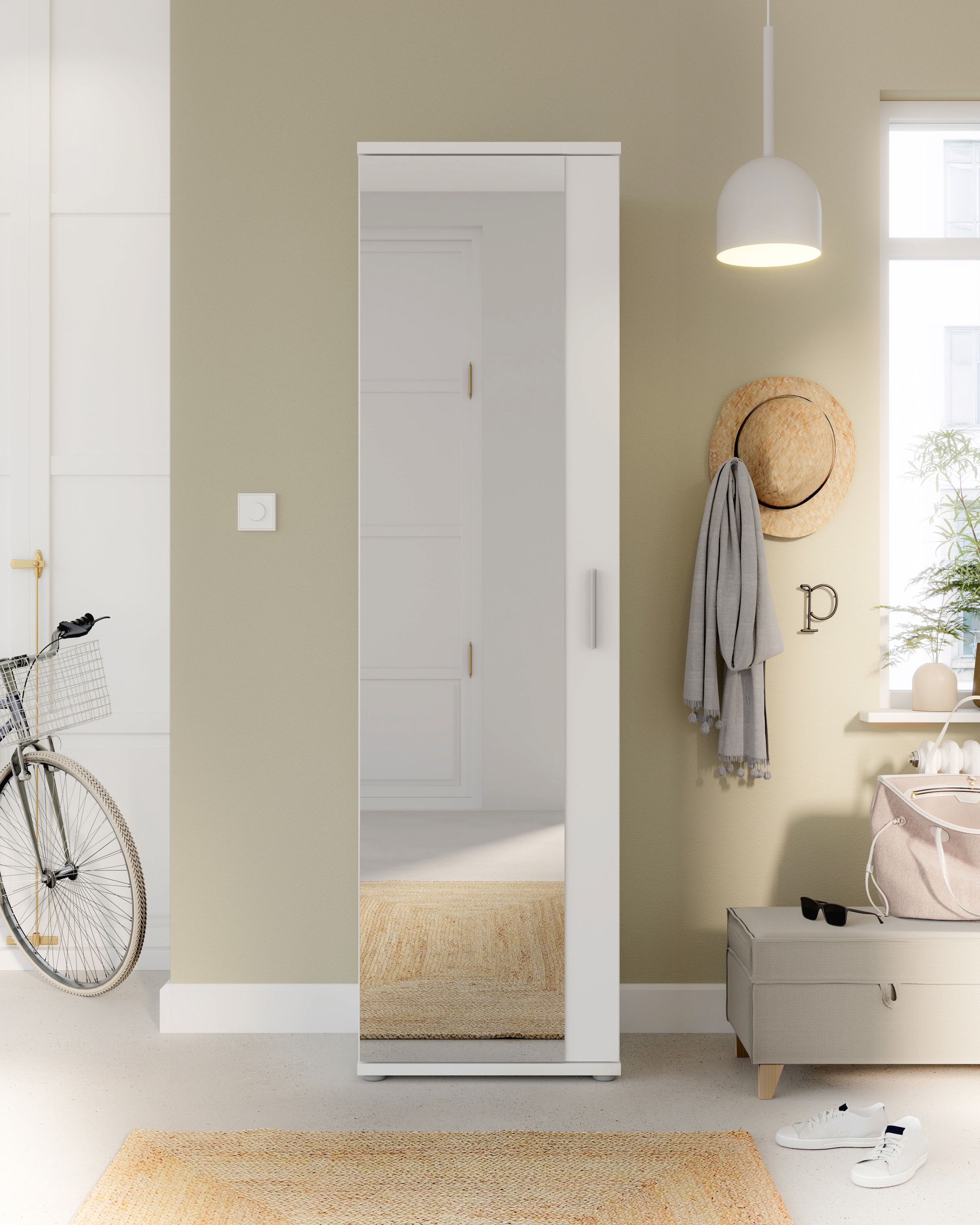 FORTE Armoire à chaussures »Mehrzweckschrank, Stauraum, viele Einlegeböden« L/H/P 50,2/179,1/34,8, miroir