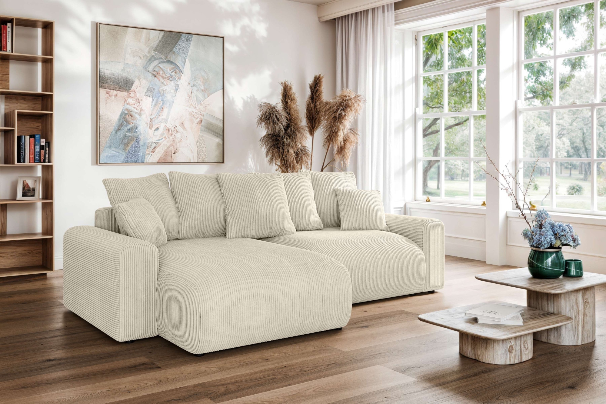 Home affaire Ecksofa »LAKESIDE klein mit Bettfunktion und Bettkasten, B/T/H 235/142/84 cm« L-Form, Recamiere beidseitig montierbar, mit Wellenunterfederung