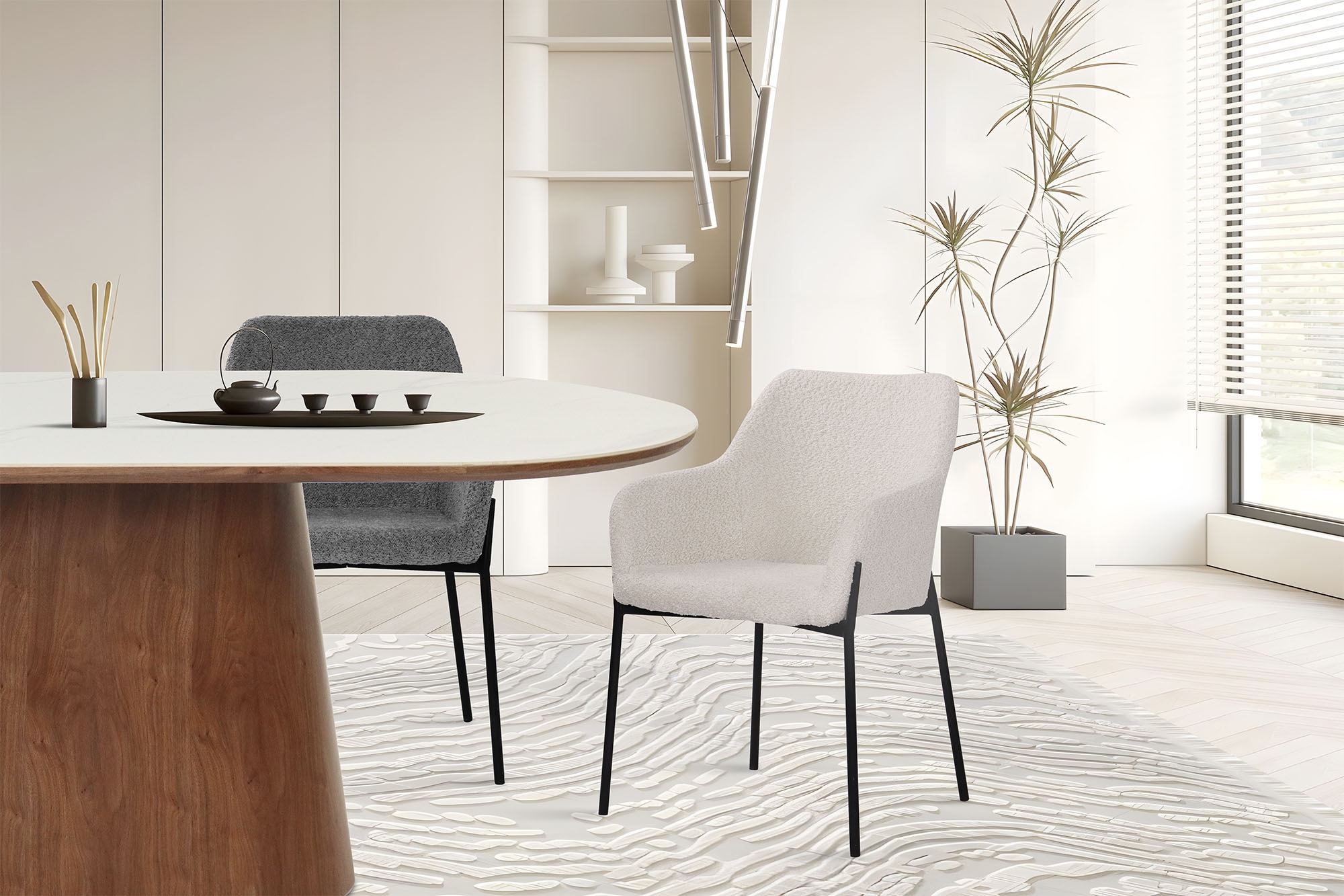 SIT Chaise avec accoudoirs »Kobe 2er-Set Bouclé Esszimmerstühle mit Metallgestell« (Ensemble) 2 cuisRevêtement bouclé Öko-Tex & accoudoirs confortables