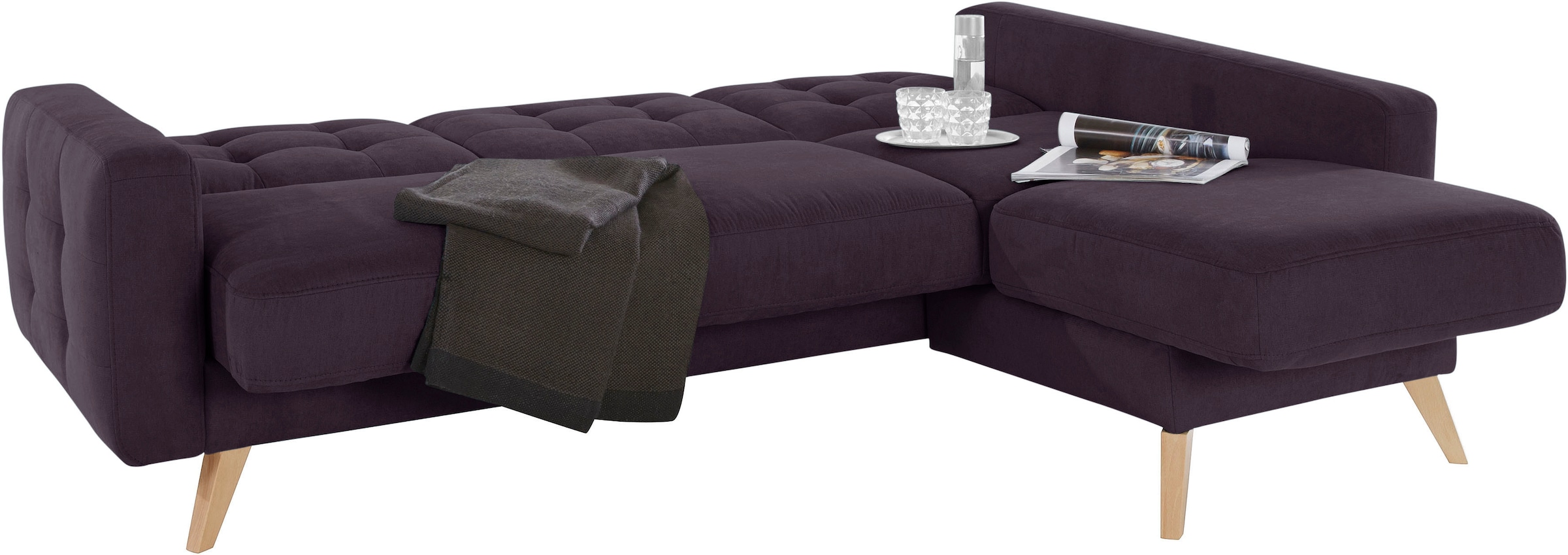 exxpo - sofa fashion Canapé d'angle »Nappa, kompakt und komfortabel, bequem, zeitloses Design, L-Form« tolle Detailverarbeitung, inkl. Bettfunktion und Bettkasten