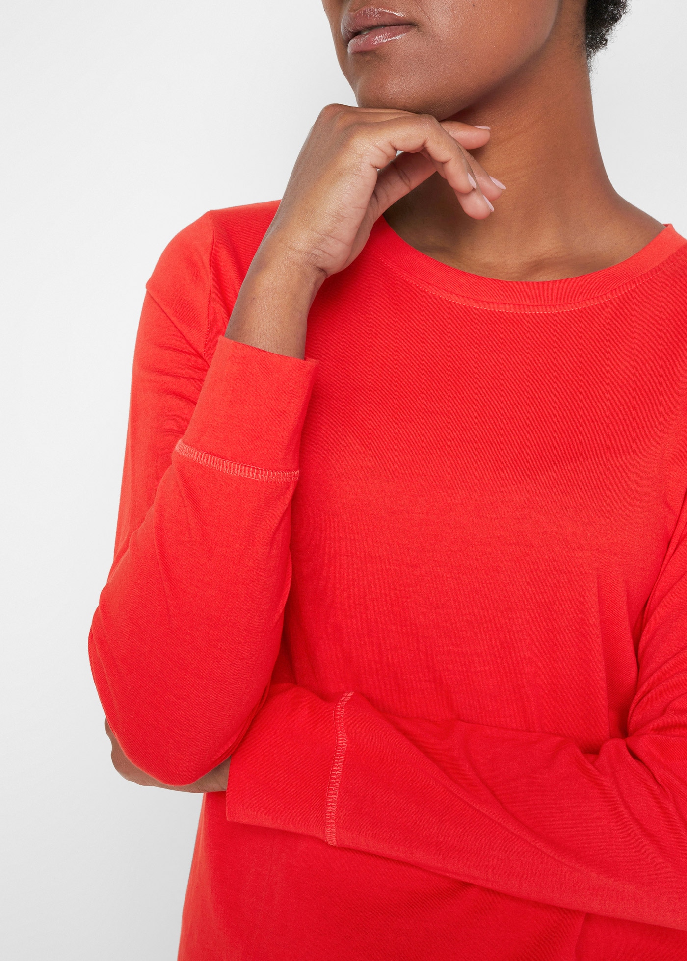 bonprix T-shirt long Packung, 5 Langarm, aus reiner Baumwolle, mit abgesetzten Bündchen am Ärmel