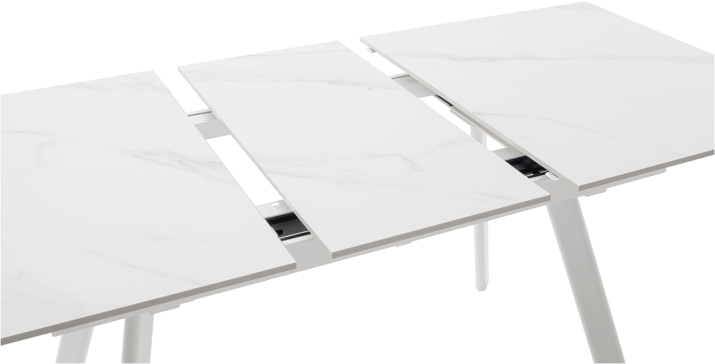 MCA furniture Esstisch »PARENZO Auzugtisch 140-180 cm weiss marmoriert - bis 8 Personen« 1 Stk. tlg. Keramik, Metall weiss, Synchronauszug, ausziehbar, 6-8 Personen