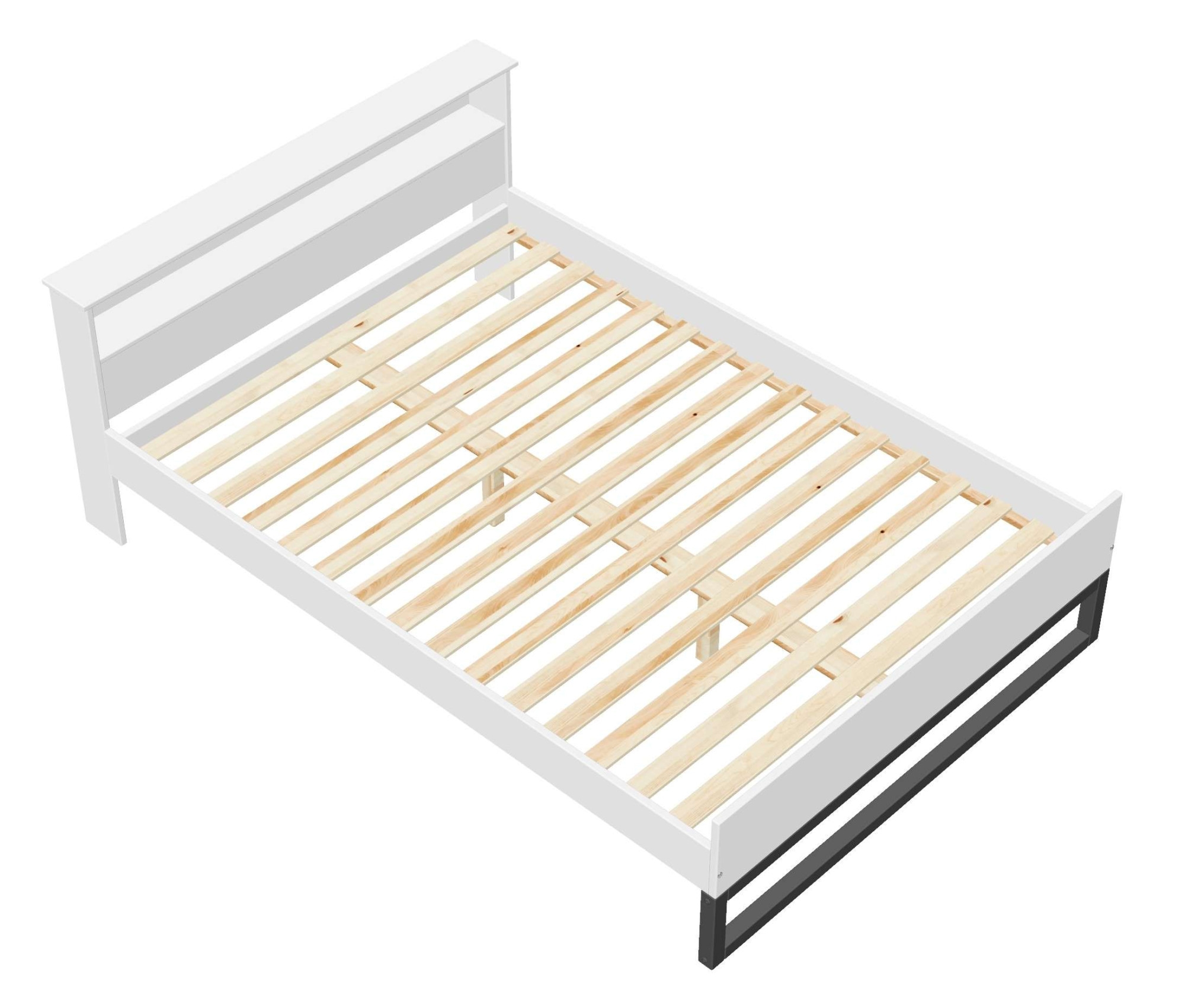 GOODproduct Lit »Pannor, Industrial Design, mit Regal, Lattenrost inklusive« Liegefläche Breite 140 oder 180cm,  Kufengestell, bis 200 kg belastbar, FSC-zertifiziert, Made in EU