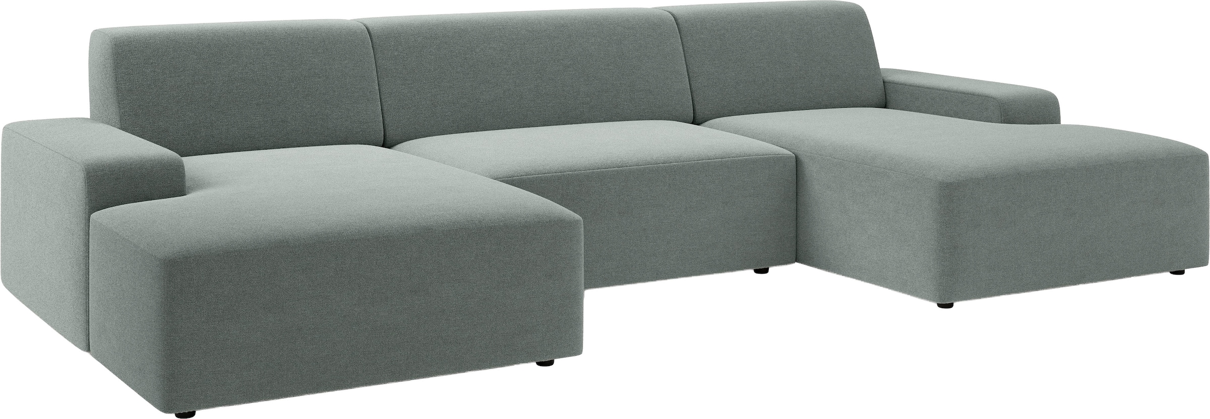 TRENDMANUFAKTUR Paysage de salon »Wien, wahlweise mit Sitzvorschub und Bettkasten, Breite 329 cm« Forme en U, en velours côtelé tendance