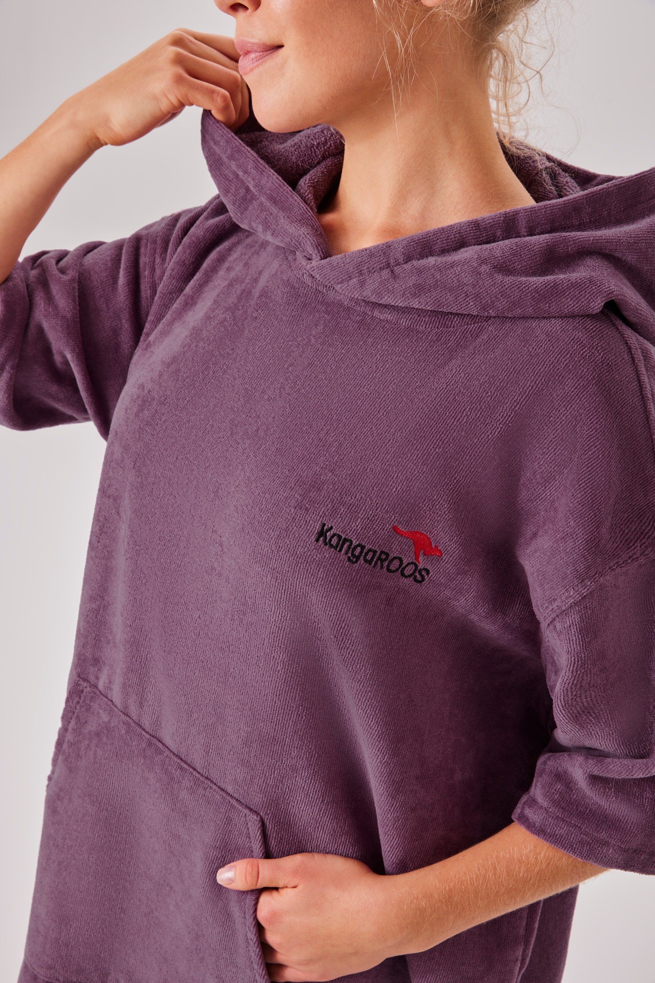 KangaROOS Poncho de bain »Summer, ideal für Sauna, Spa & im Urlaub, Damen & Herren« 1 cuis Surfponcho, mit Bauchtasche, 100% Baumwolle, Frottee