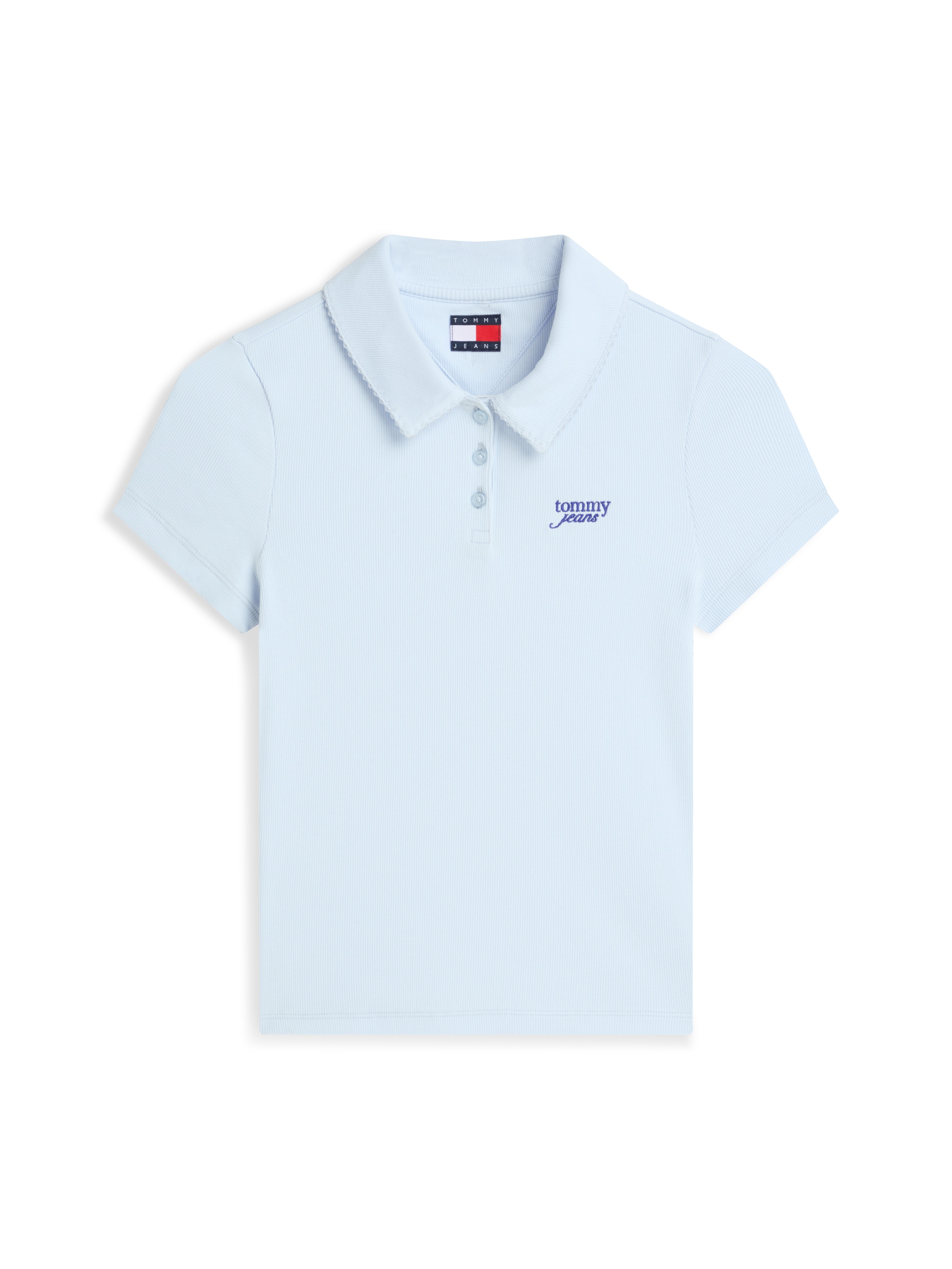Tommy Jeans Polo »TJW SLIM RIB SCRIPT POLO« Mélange de coton, coupe slim, ajustée, en structure côtelée