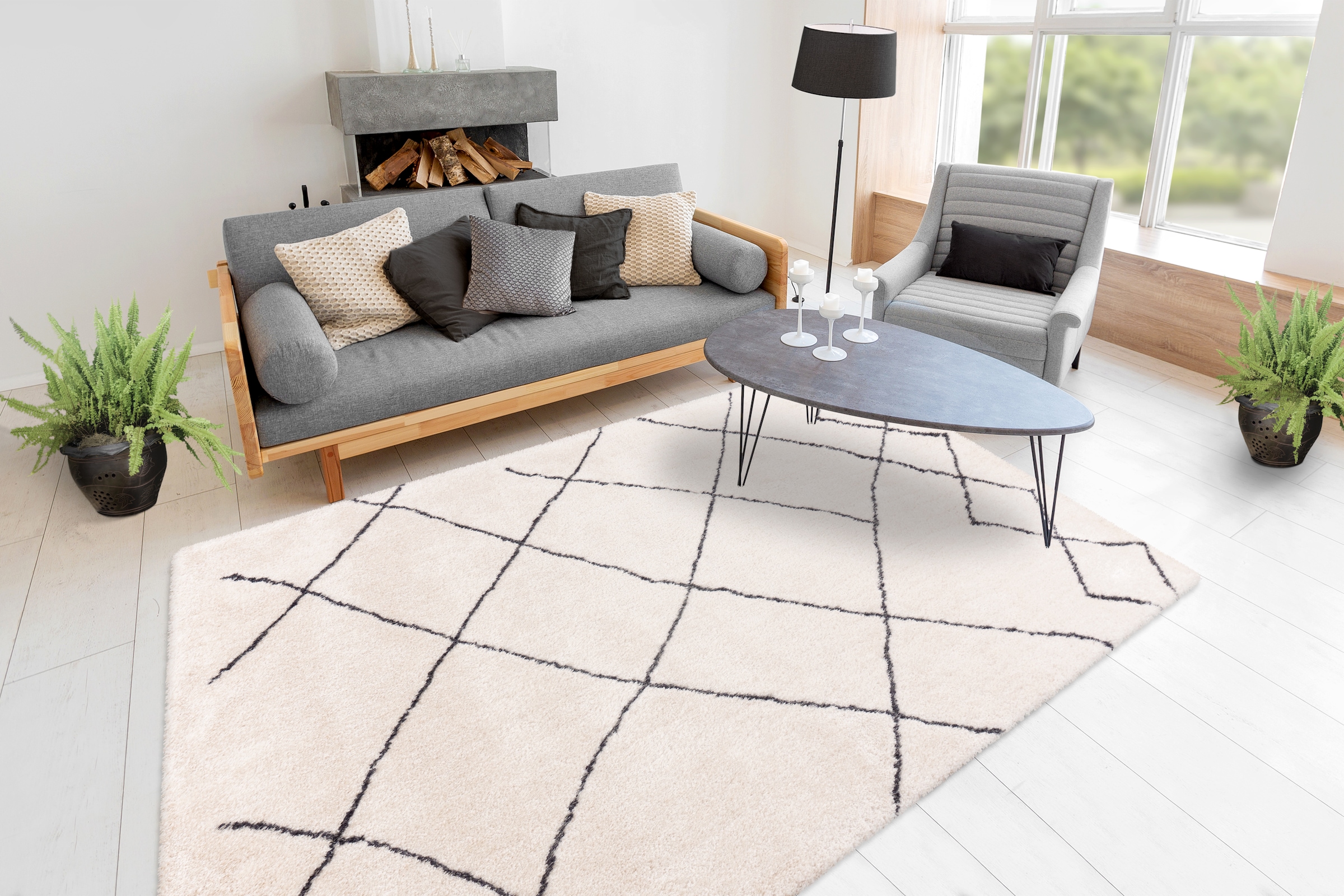 me gusta Tapis »Orlando 525« Rectangulaire 27 mm Höhe Attraktives Muster, Retrolook,Baumwollrücken, Fussbodenheizung geeignet