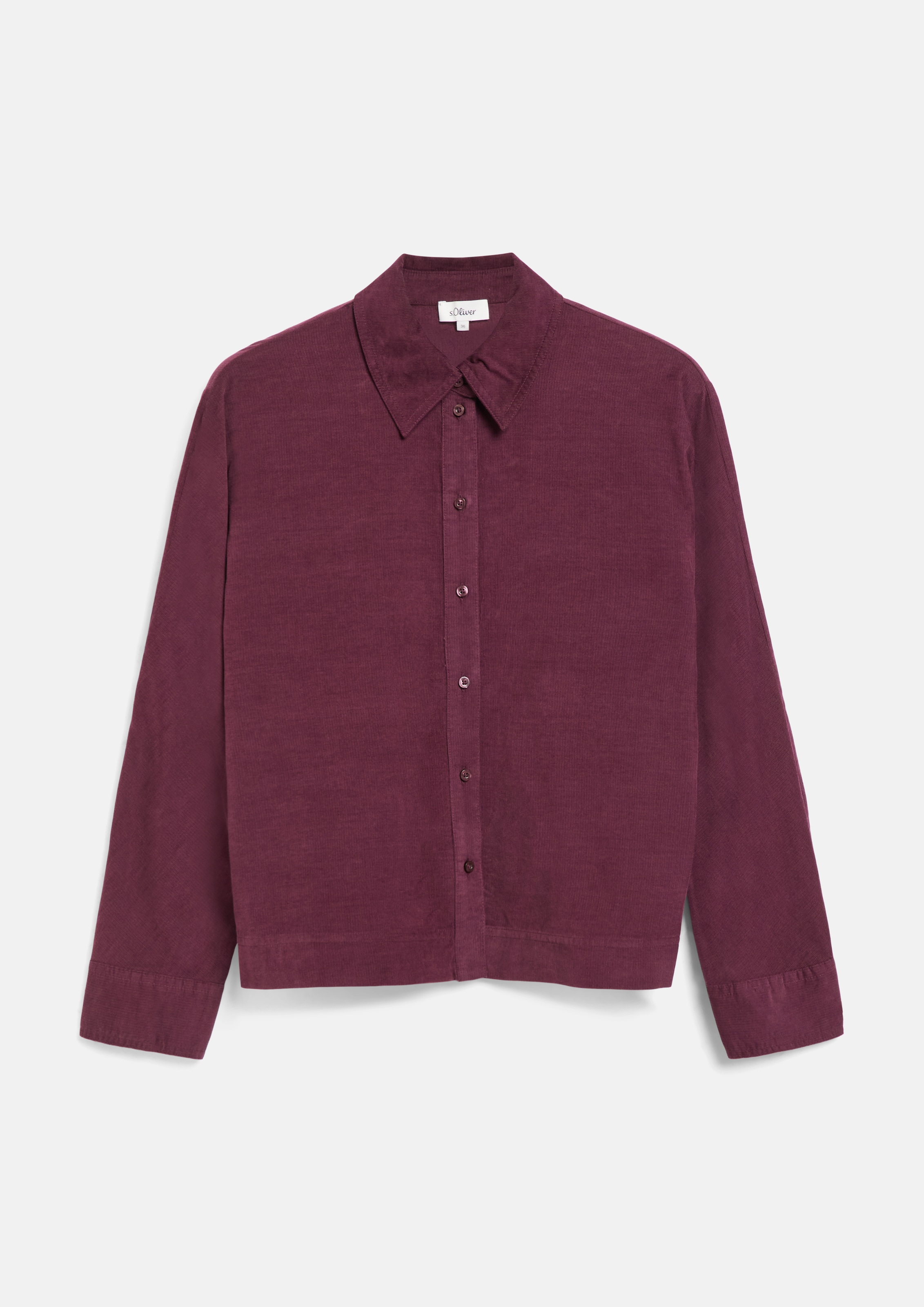 s.Oliver Langarmbluse Cordbluse mit Hemdkragen und Knofpleiste