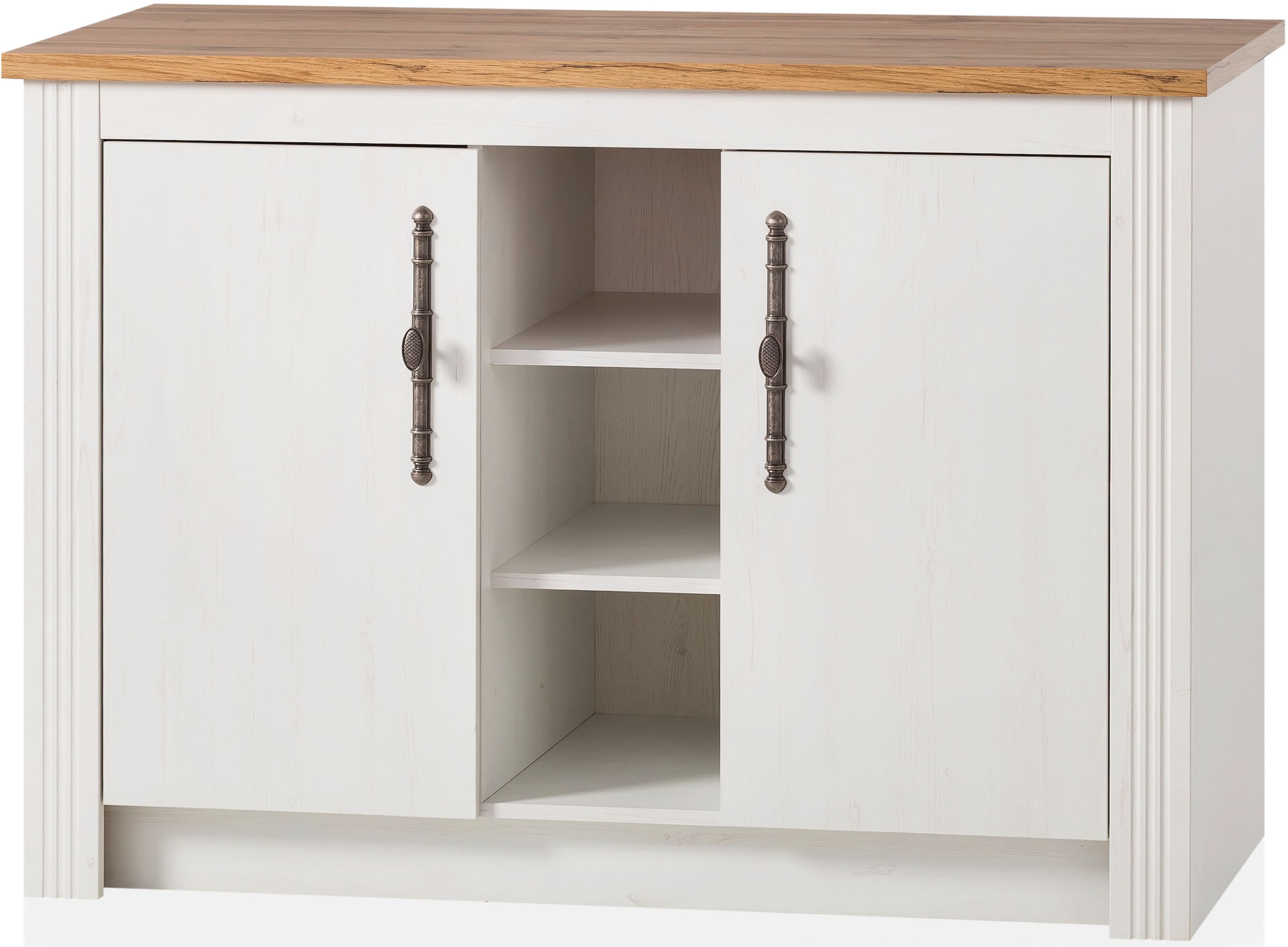 GOODproduct Kitchenette »KS-Westminster, Pantryküche im Landhaus Stil, hochwertige Metallgriffe« Ensemble,  Largeur 194 cm, commode, panneau mural, armoire suspendue et habillage de cuisinière