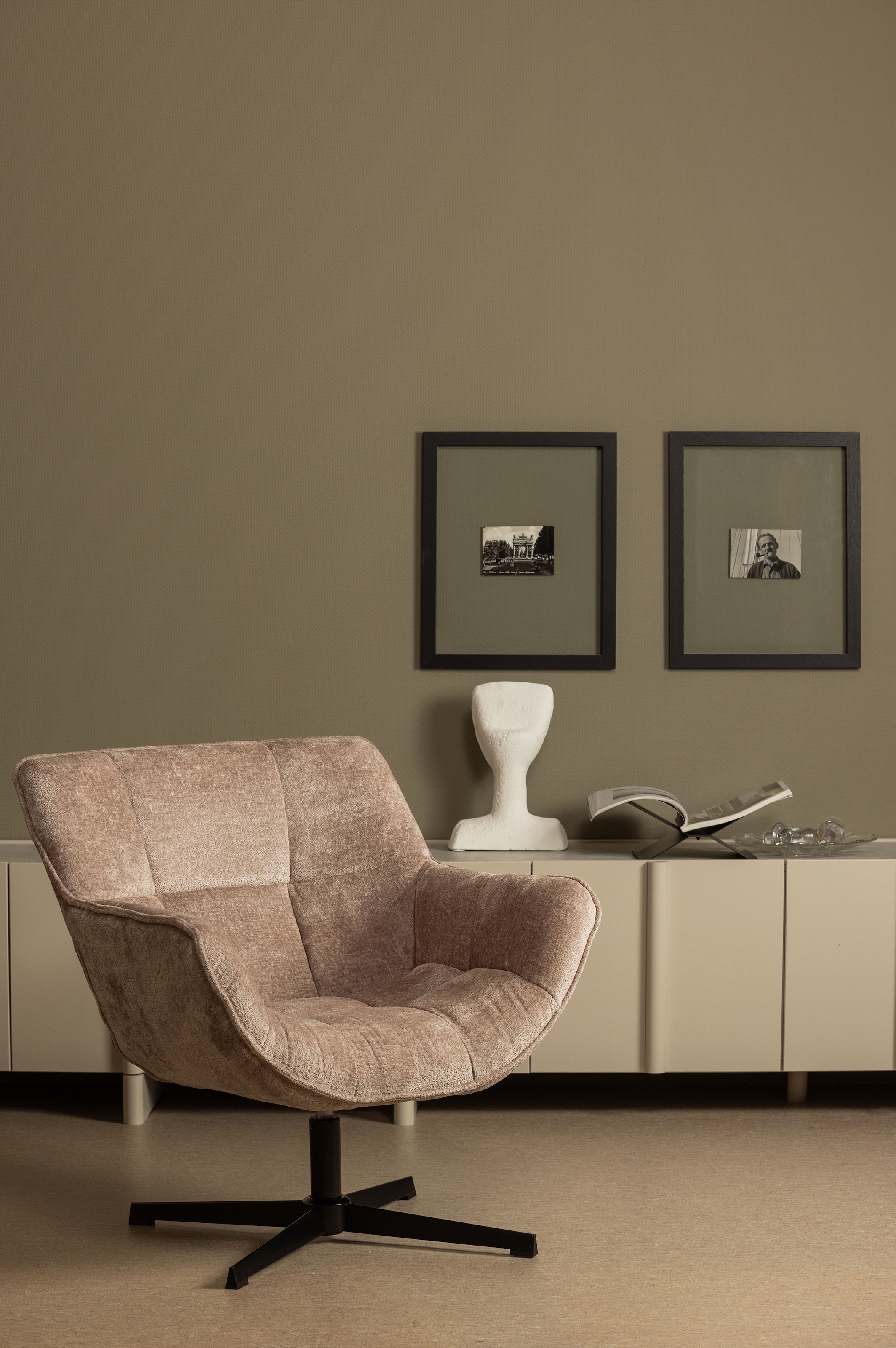 WOOOD Fauteuil pivotant »Wibo Chenille-Bezug mit Drehmechanismus, H 94 x B 71 x T 83 cm« capacité de charge 100 kg, structure métallique, résistance maximale à l'usure
