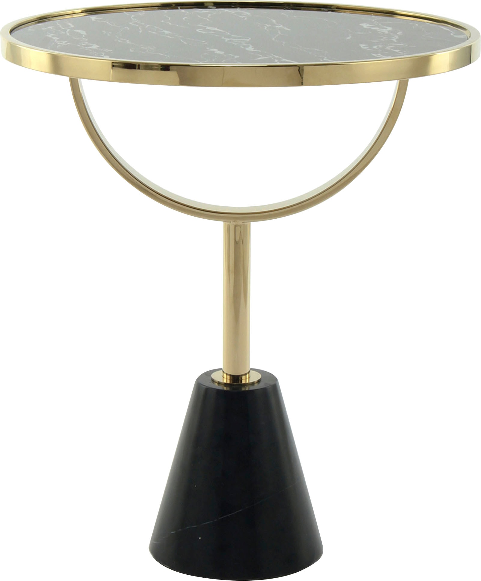 Kayoom Table d'appoint »Rocio, Ausgefallenes Design,Stabiler Marmor-Sockel« 1 cuis tlg. ausgefallenes Gestell, stabiler Marmorfuss, marmorierte Glasplatte