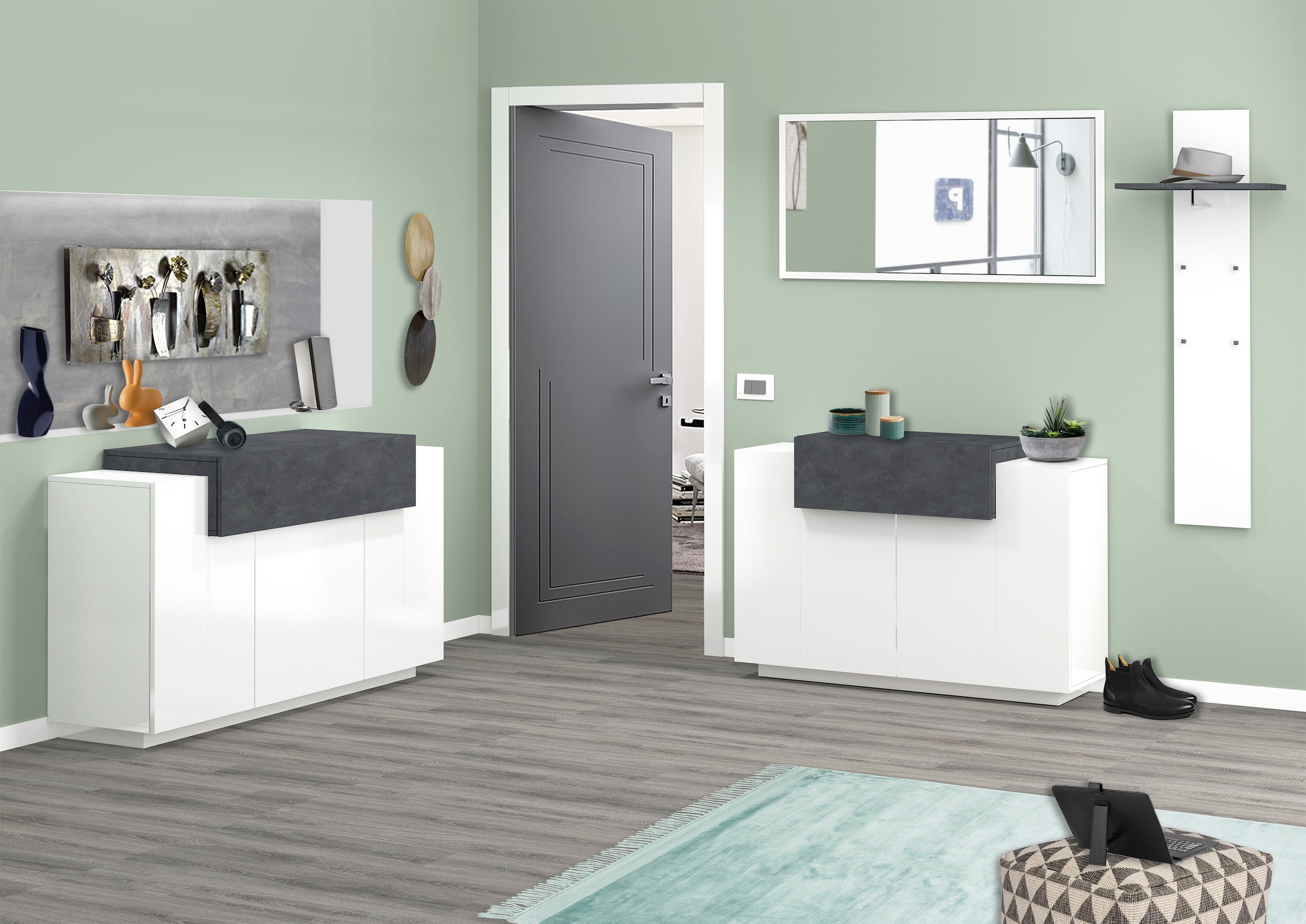 INOSIGN Kommode »Coro, Kommode, Schrank, Kredenz, grifflos« 1 Klappe,3 Türen, Doppeltiefe Hochglanz Fronten, Breite 140