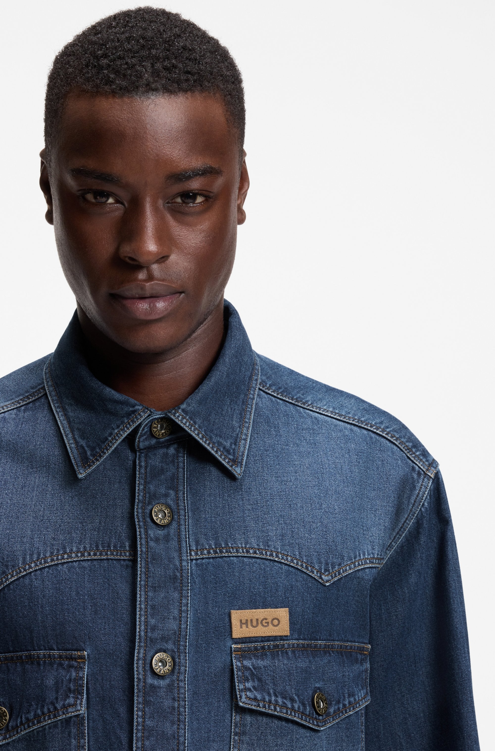 HUGO Chemise en jean »Ebant« Oversize Fit, reine Baumwolle