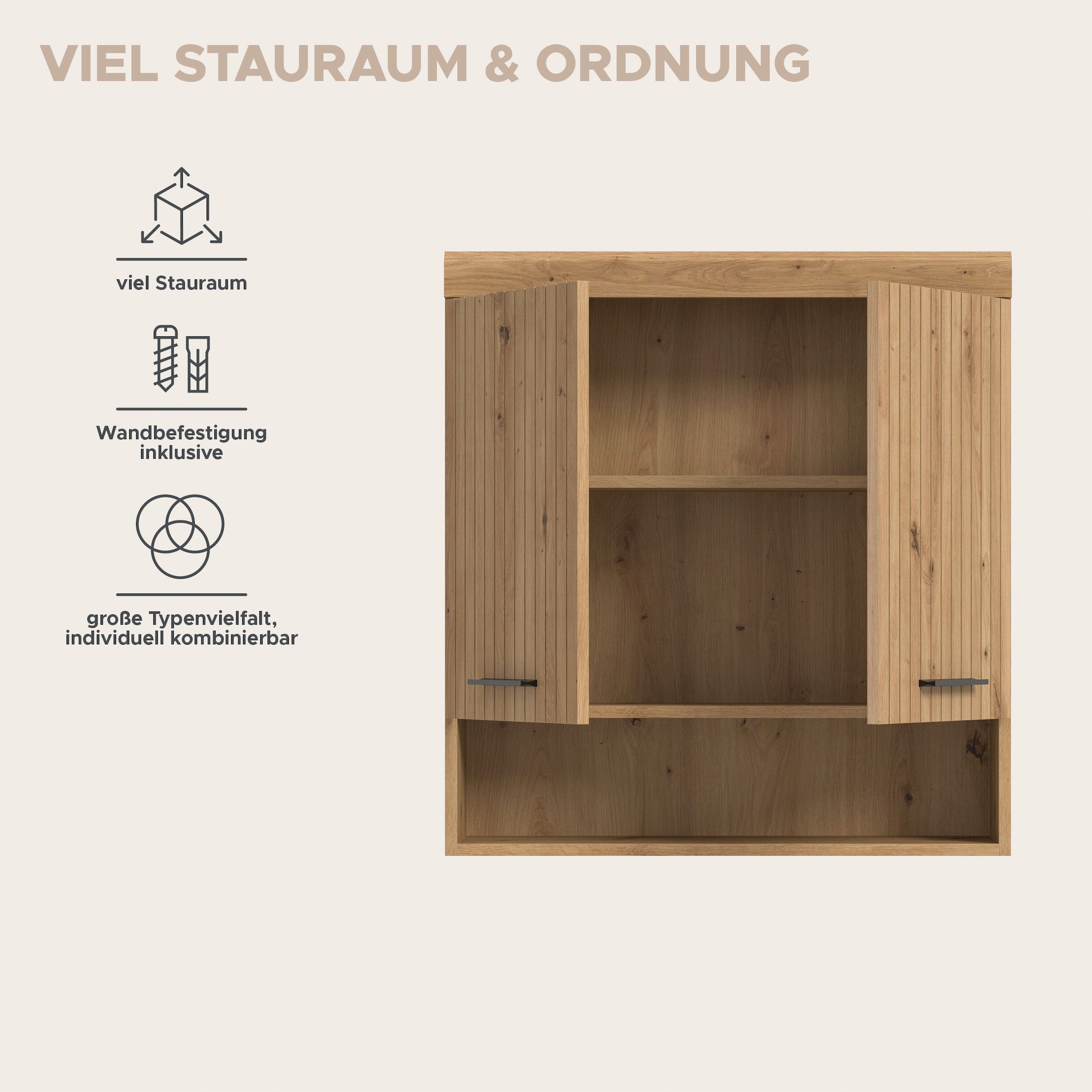 welltime Armoire suspendue »SIENA, Breite 74cm, 2 Türen, 1 offenes Fächer, MDF-Front« BEST-SELLER !,  disponible en plusieurs couleurs, meubles de salle de bain, armoire de salle de bain, armoire, salle de bain