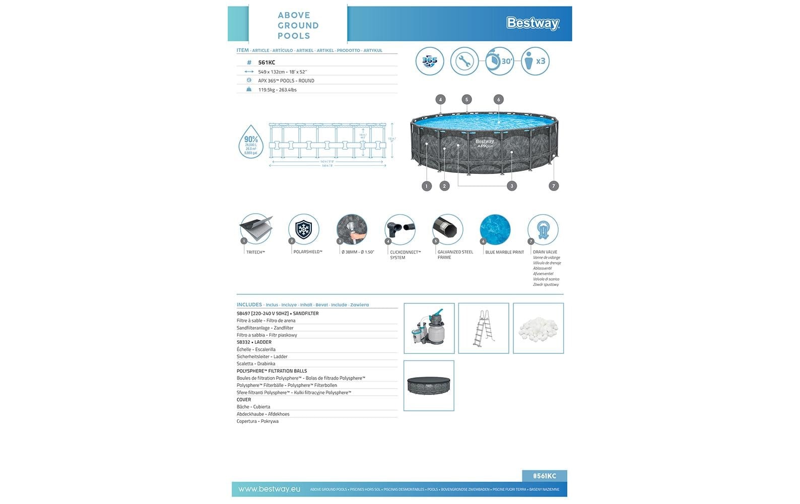 Bestway Framepool »APX360 549 x 132 cm«