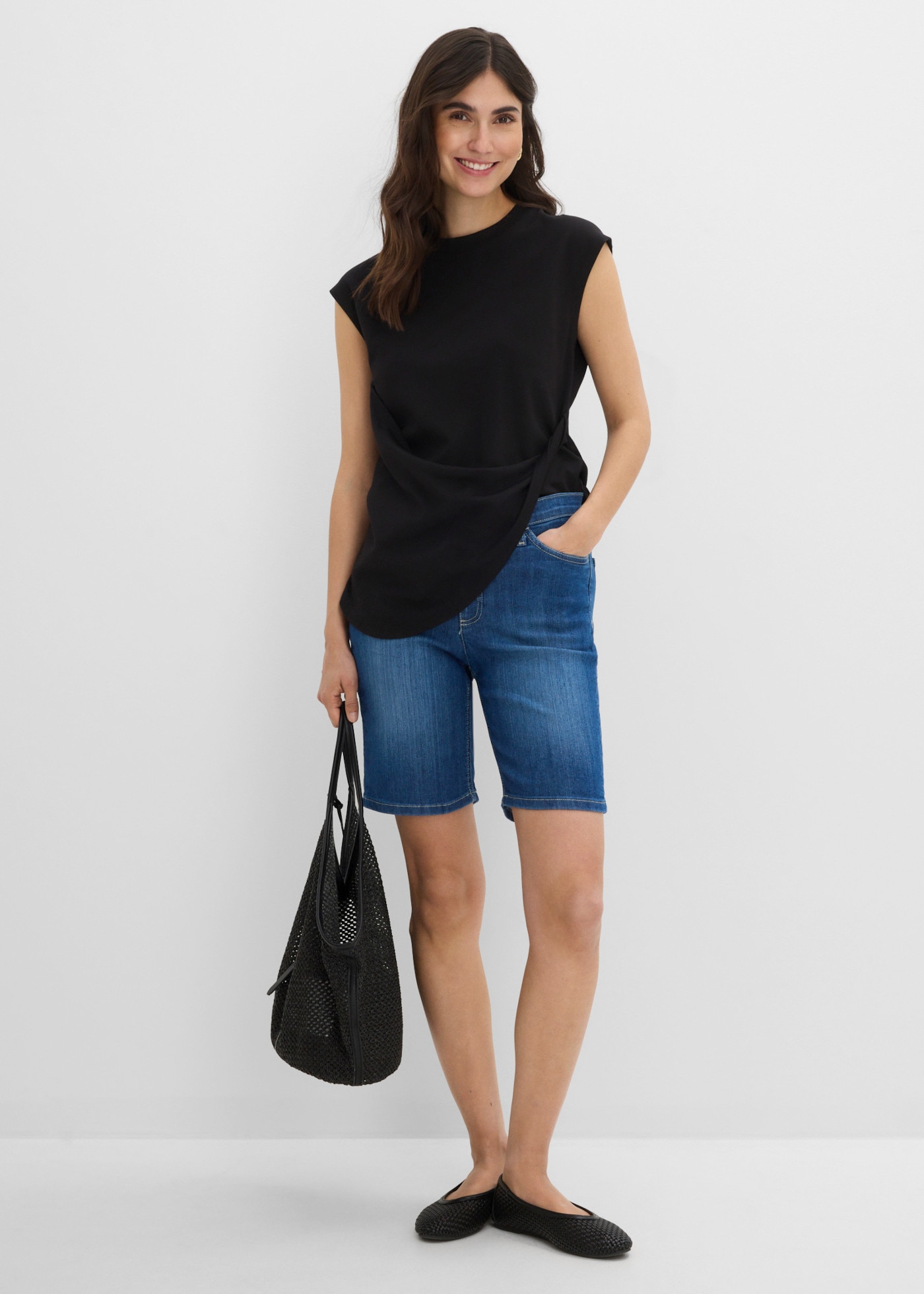 bonprix Bermuda  Coupe regular fit, en coton, polyester et élasthanne