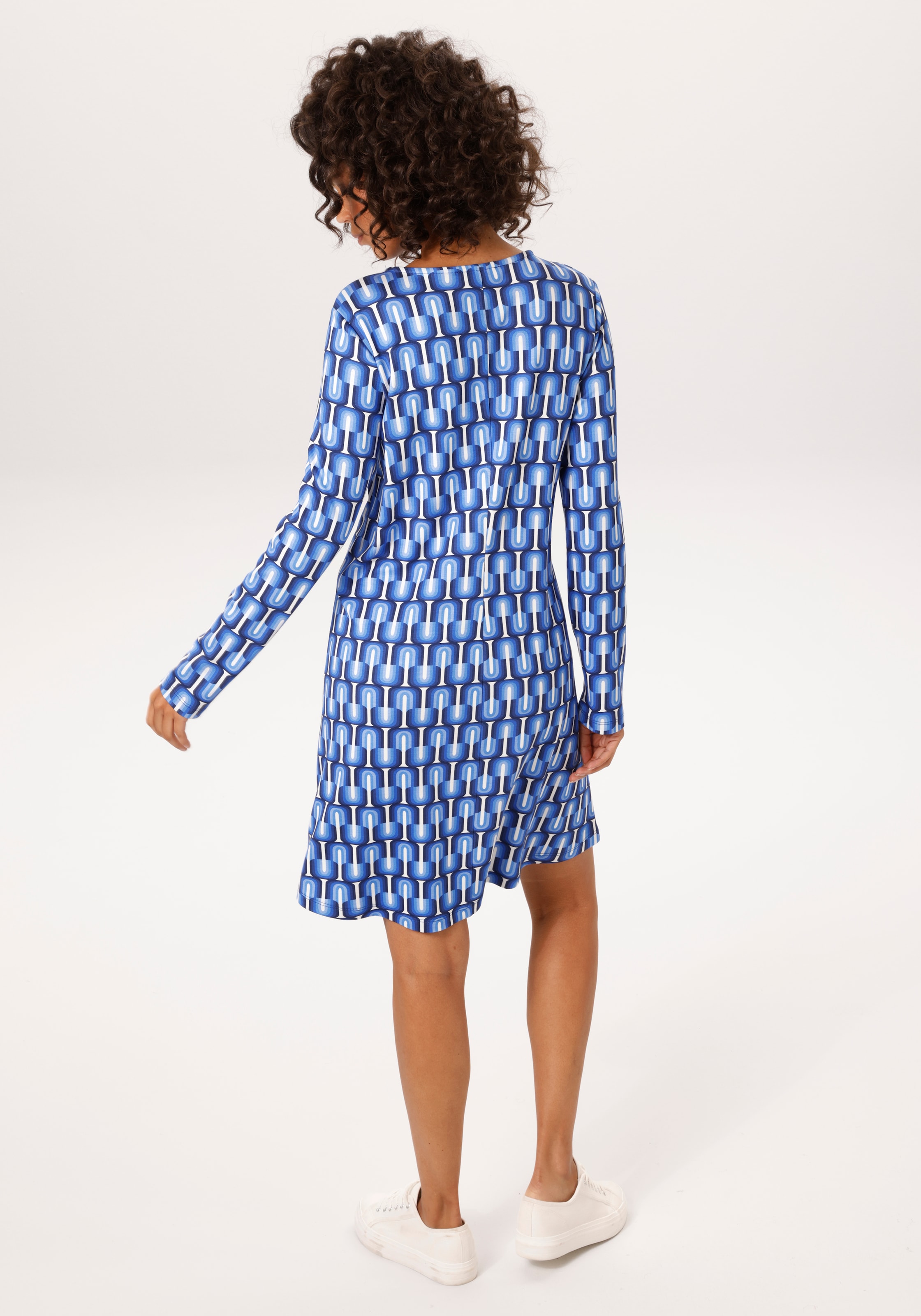 Aniston CASUAL Robe en ligne A mit farbharmonischem Retro-Druck - NEUE KOLLEKTION