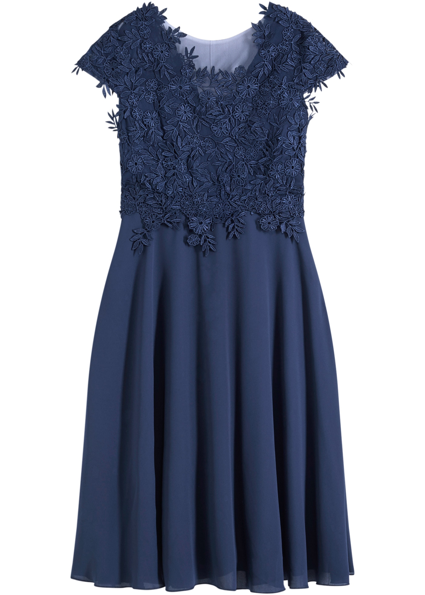 bonprix Robe midi festlicher Stil, aus Tüllmaterial mit Spitze, ausgestellte Passform