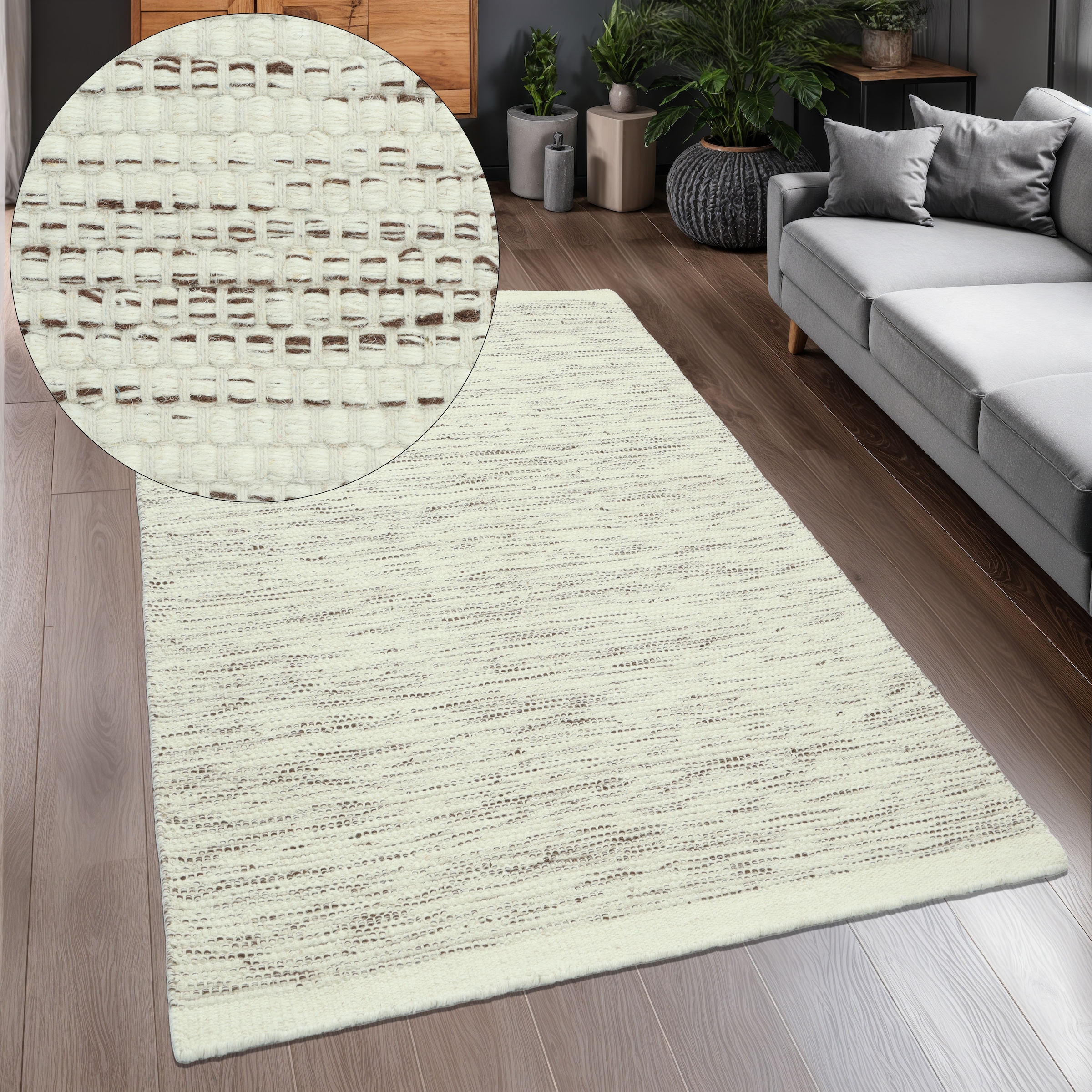 GOODproduct Tapis »Lirra, mit hohem Wollanteil, Wolle-Baumwoll-Mix« Rectangulaire 6 mm Höhe Design intemporel, structure tissée, salon, chambre, salle à manger