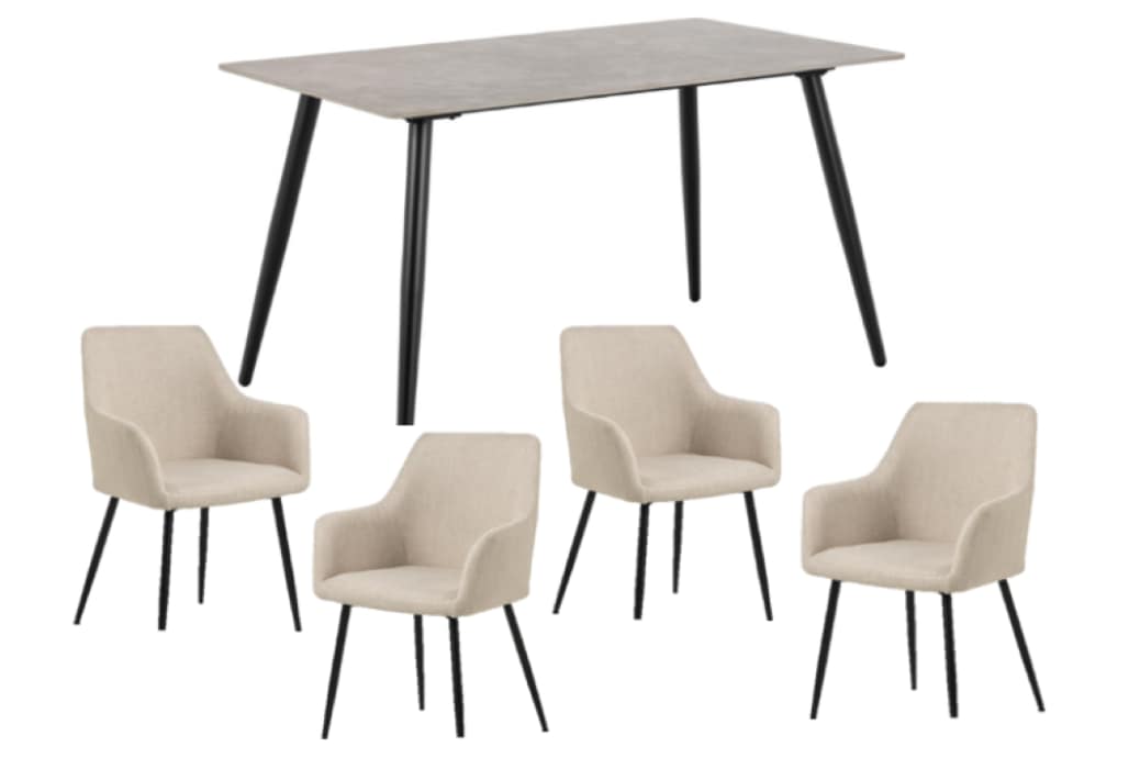 ACTONA GROUP Set de salle à manger »Essgruppe, Speisetisch mit Stühlen, für das Esszimmer, Modern« Ensemble complet, 1 table + 4 chaises, 5 cuis tlg.