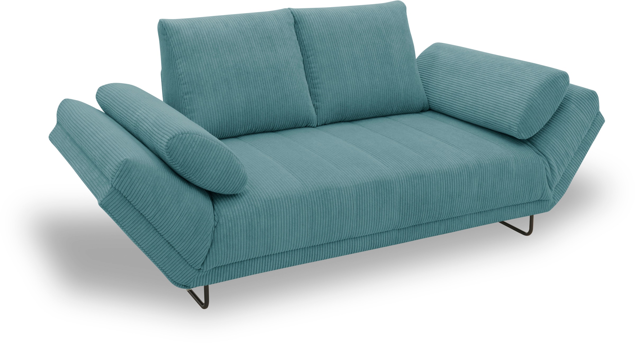 Home affaire Schlafsofa »Jadelyn mit klappbaren Armlehnen, Bettsofa mit Federkern, Breite 250cm« Federkern, Cord-Bezug, incl. 2 Armlehnkissen, Liegefläche 97x250 cm