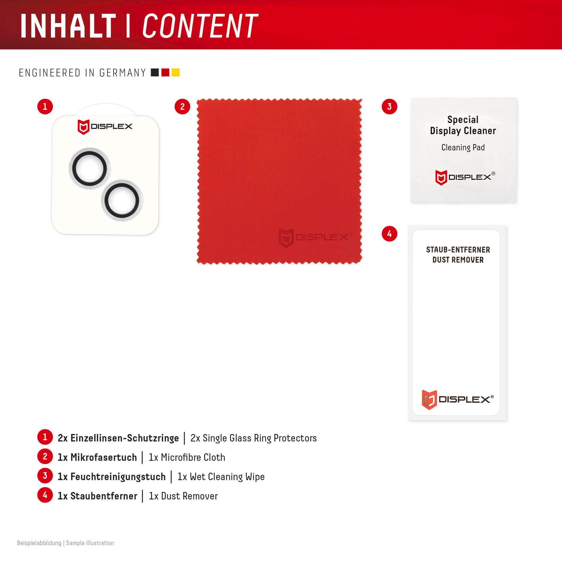 Displex Verre de protection pour appareil photo »Camera Lens Glass Single Glass Ring Protector« für Apple iPhone 15;Apple iPhone 15 Plus Packung, 2x Einzellinsen-Schutzringe,  Objektivschutz, Kameraschutz, kratz- & stossfest
